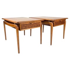 Andre Bus for Lane Perception Mid Century Walnut Side End Tables a Pair