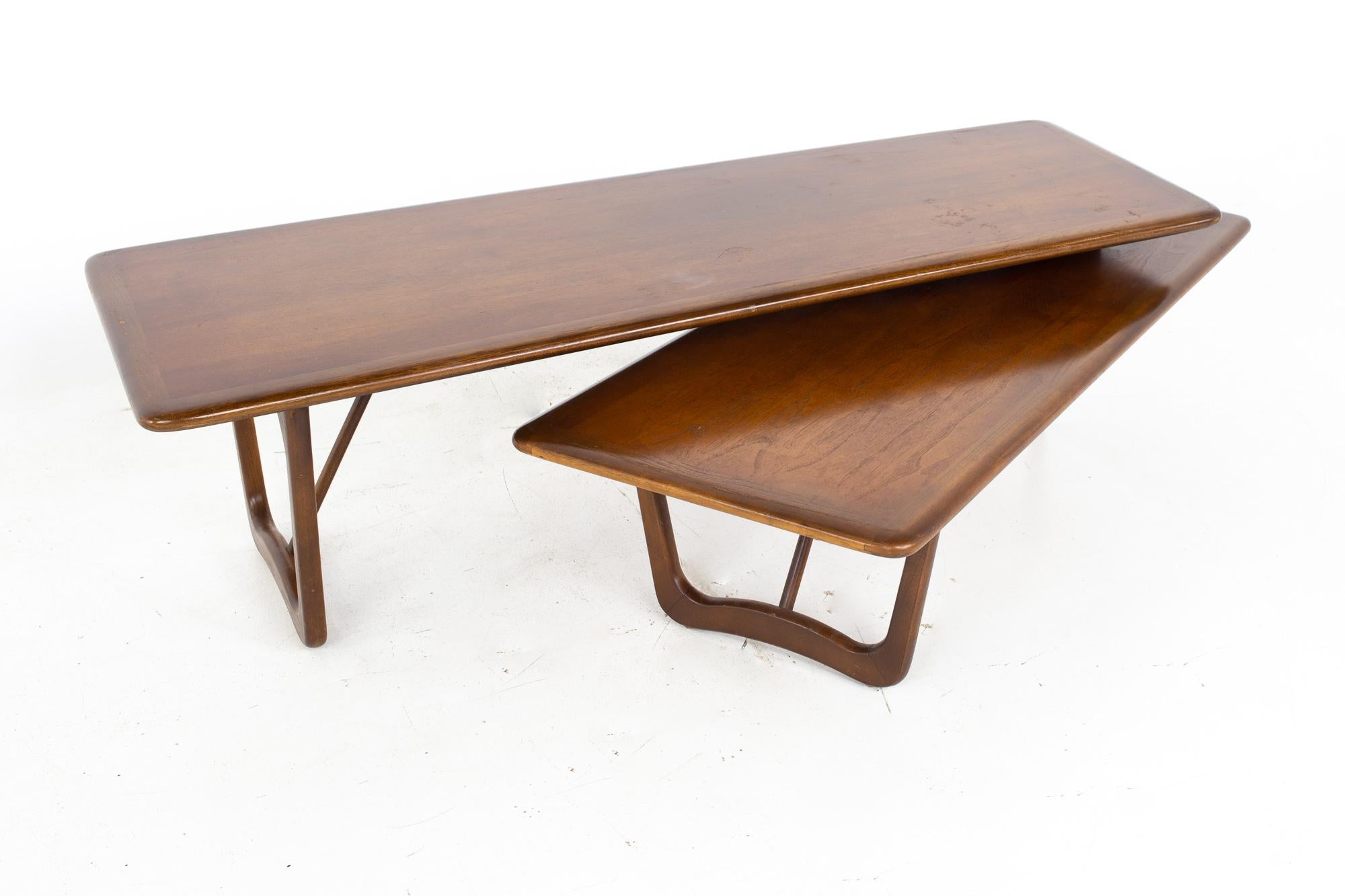 Late 20th Century Andre Bus for Lane Perception Mid Century Walnut Switchblade Coffee Table