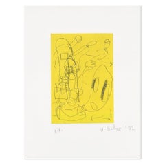 André Butzer, Ohne Titel (Gelb) - Linolschnitt, Signierter Druck, Zeitgenössische Kunst