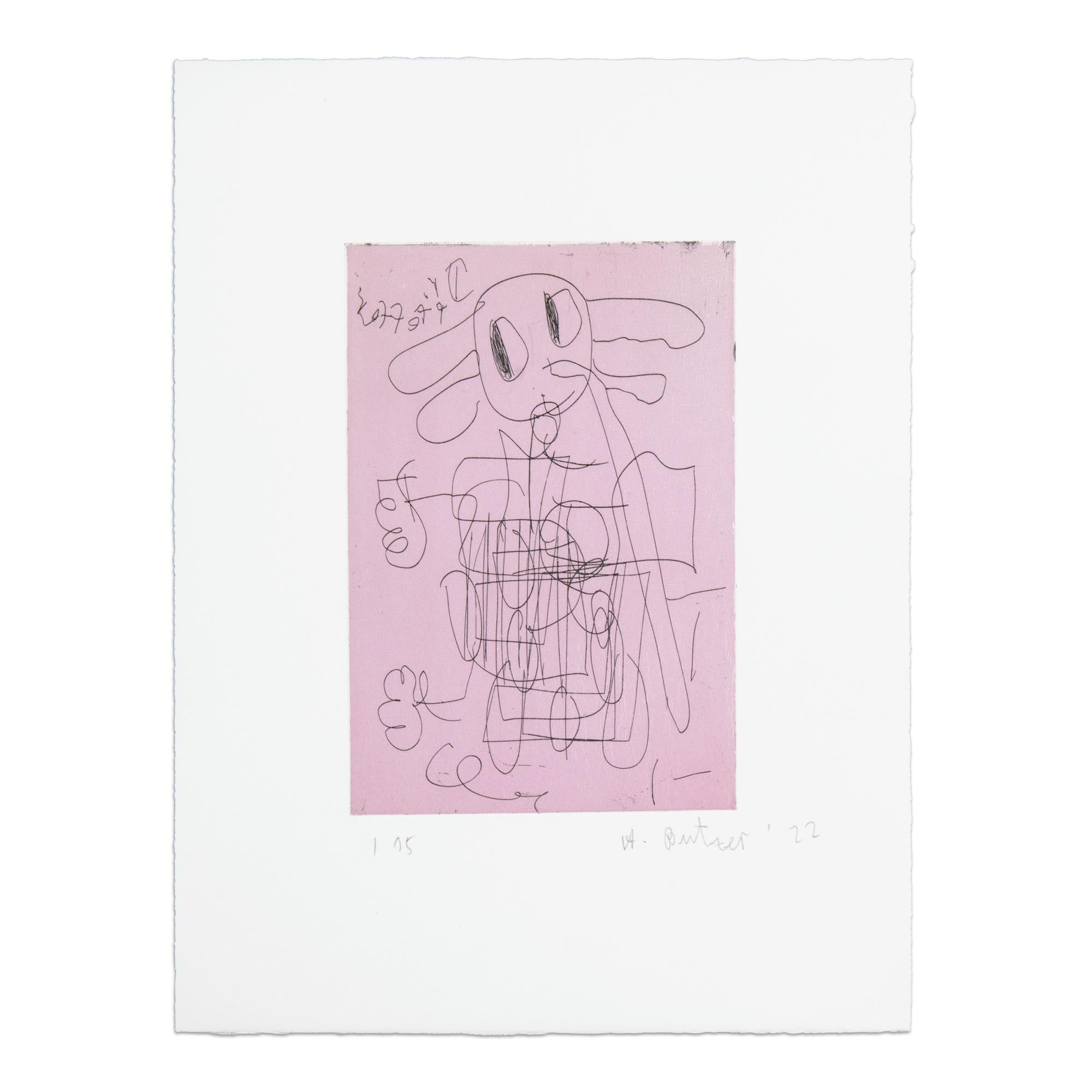 André Butzer (allemand, né en 1973)
Sans titre (Dr. Pfeffer), 2019/2022
Support : Gravure en couleurs sur papier vélin
Dimensions : 43 x 33 cm
Édition de 15 exemplaires : signés à la main, numérotés et datés au crayon.
Condit : Mint