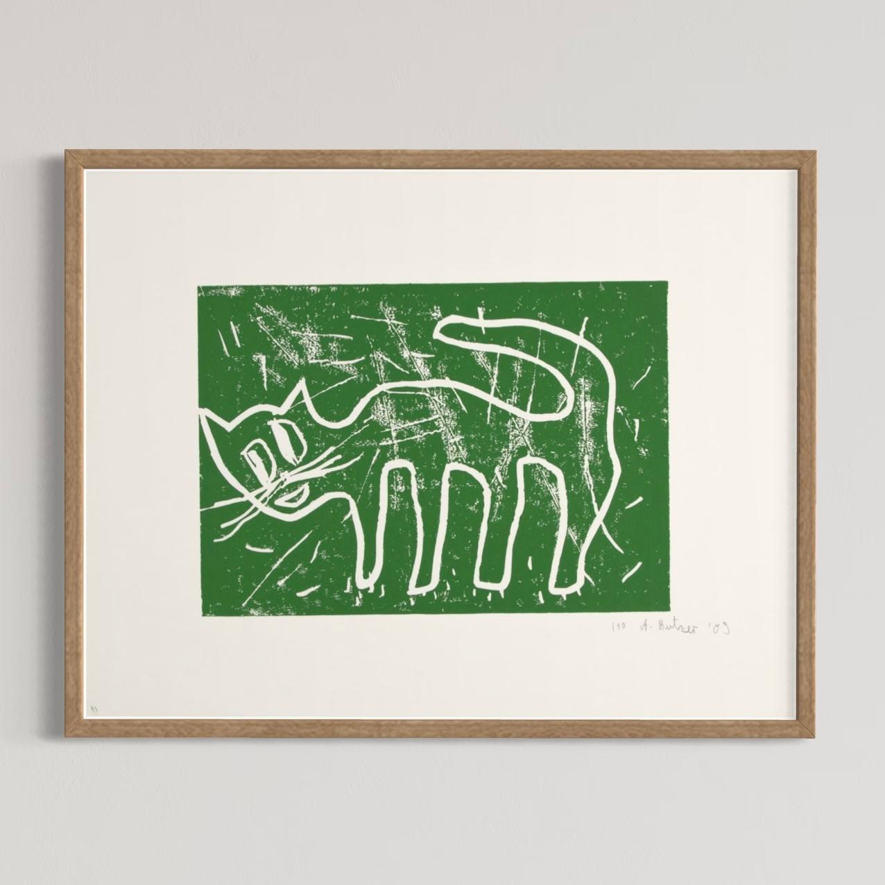 André Butzer, Katze - Linocut from 2009, Contemporary Art, Signed Print For Sale 4