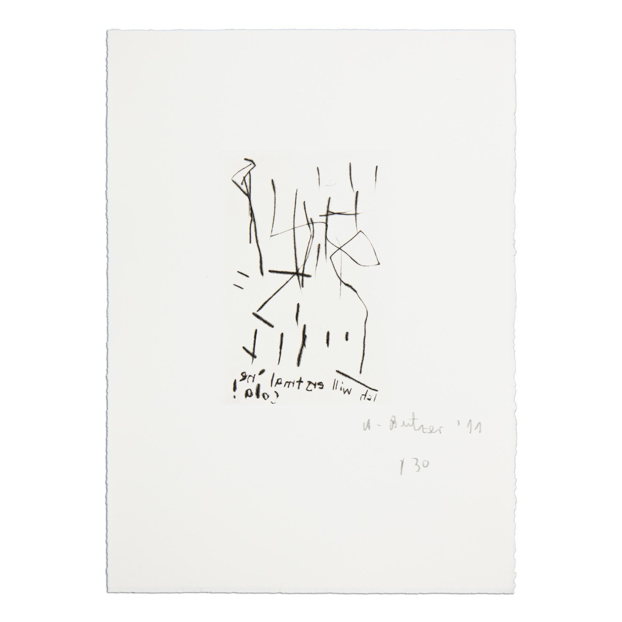 André Butzer (allemand, né en 1973)
Sans titre (Ich will erstmal 'ne Cola !), 2011
Support : Gravure sur papier vélin
Dimensions : 34,7 x 25 cm : 34,7 x 25 cm
Edition de 30 exemplaires : Signé et numéroté à la main au crayon
Condit : Mint