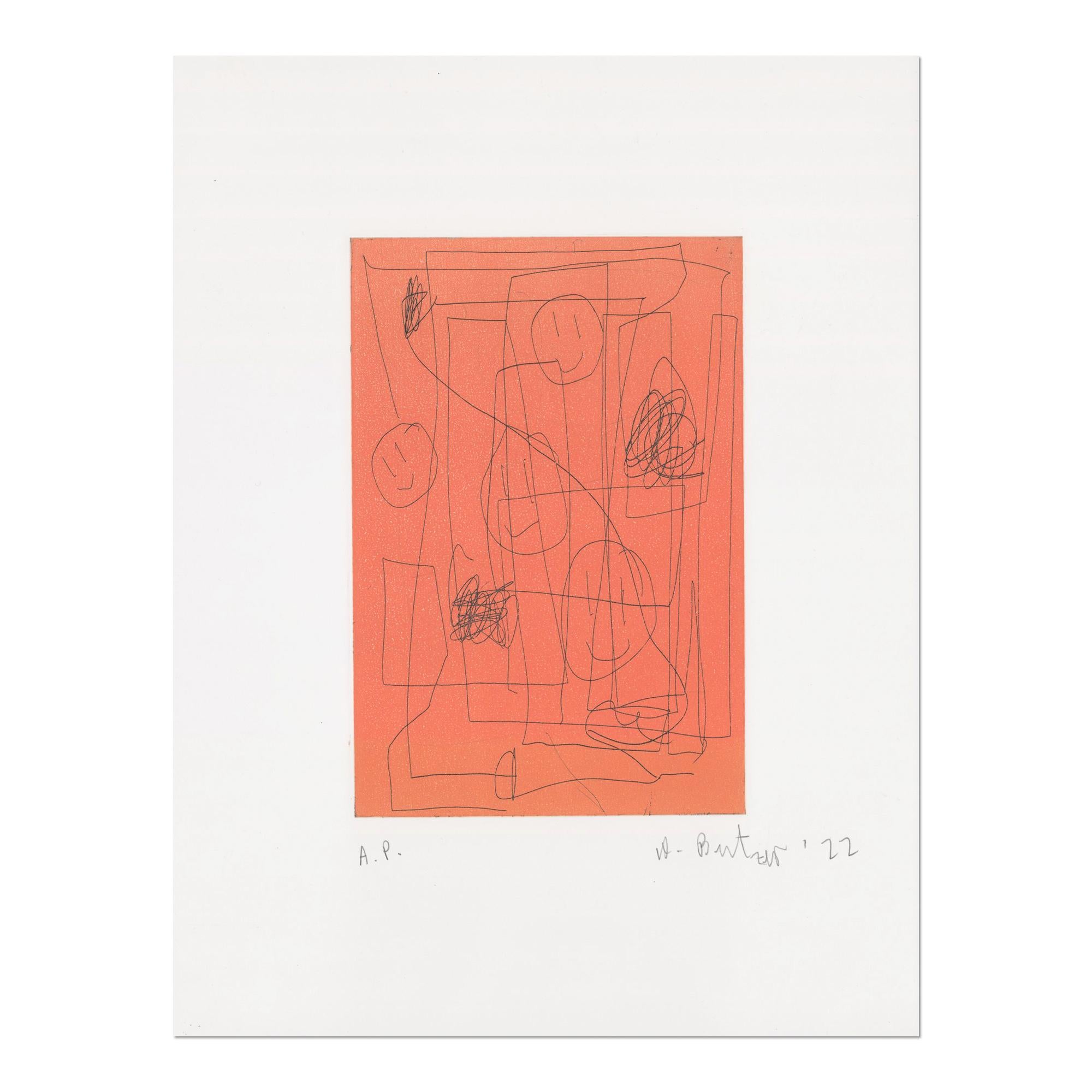 André Butzer, Untitled - Etching on wove paper, Signed Print, Contemporary Art For Sale 1