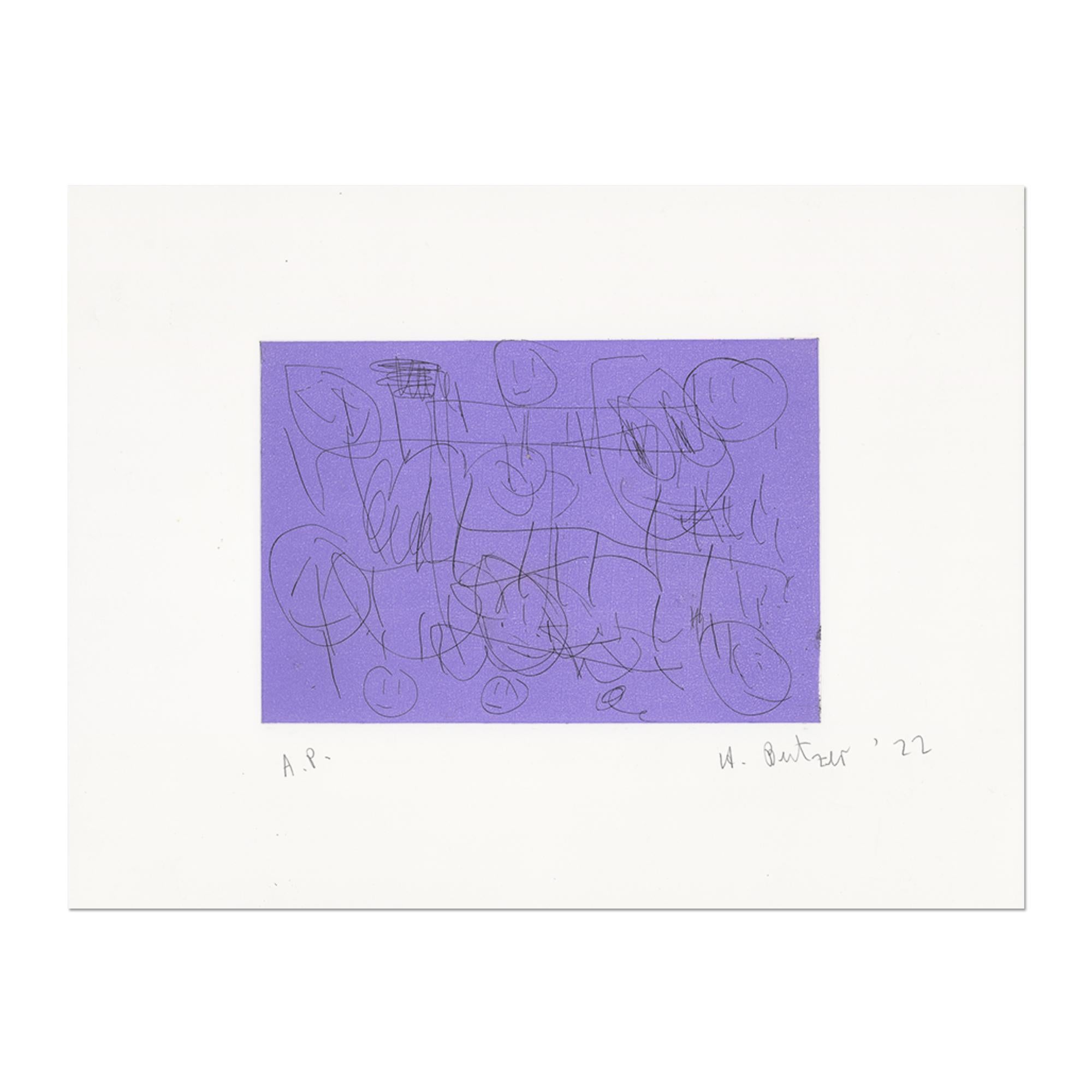 André Butzer (tedesco, nato nel 1973)
Senza titolo, 2019/2022
Mezzo: Acquaforte a colori su carta intelata
Dimensioni: 33 x 43 cm
Edizione di 15 esemplari: firmati a mano, numerati e datati a matita.
Condizioni: Menta