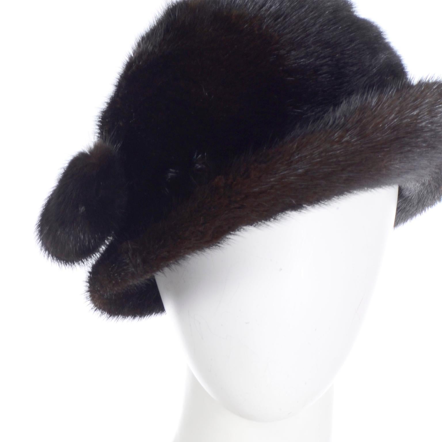 Andre Canada Vintage Mink Hat With Pom Poms For Sale 2