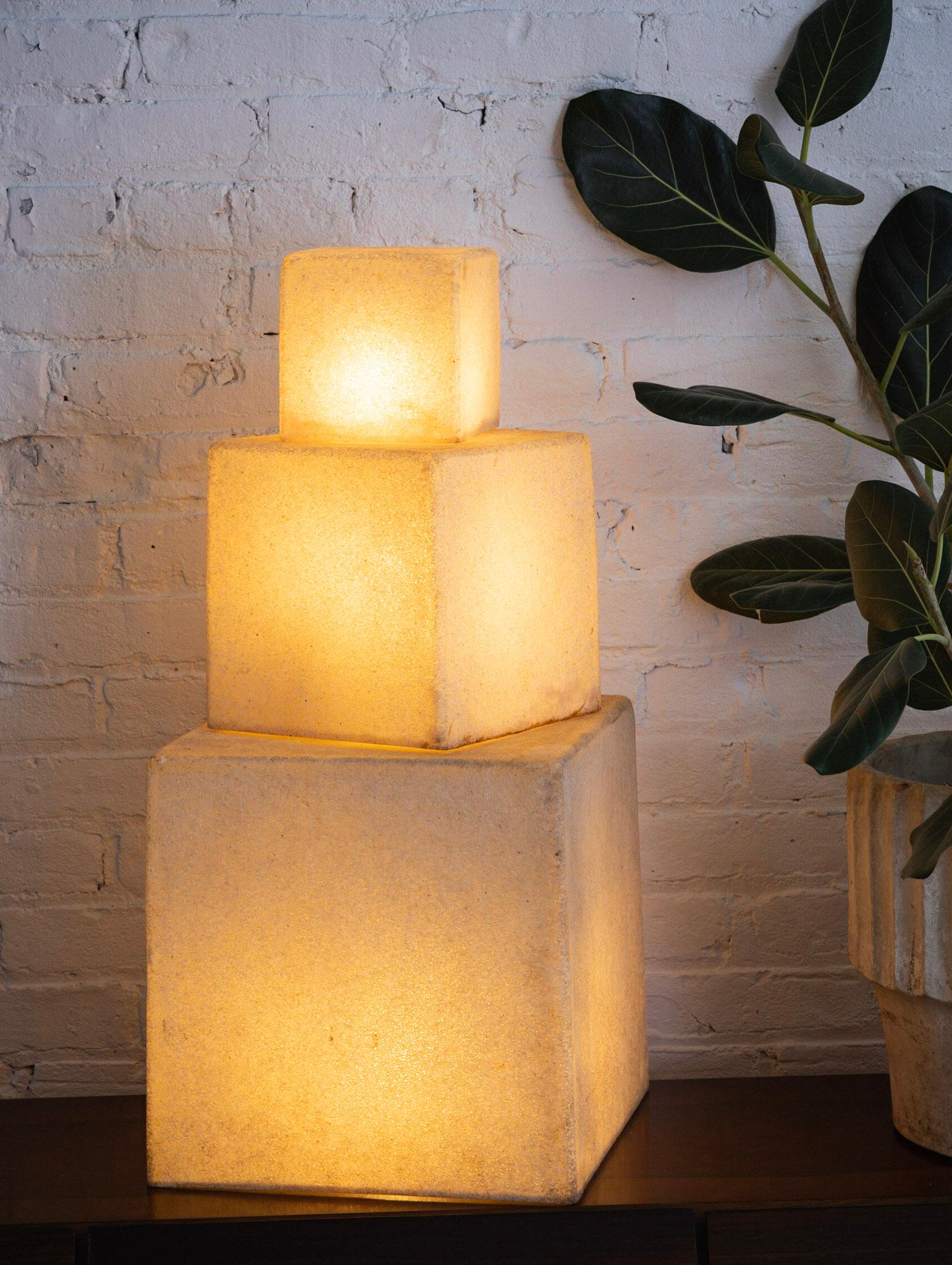 Andre Cazenave Cube Form Rock Lamps, a Set of 3 4