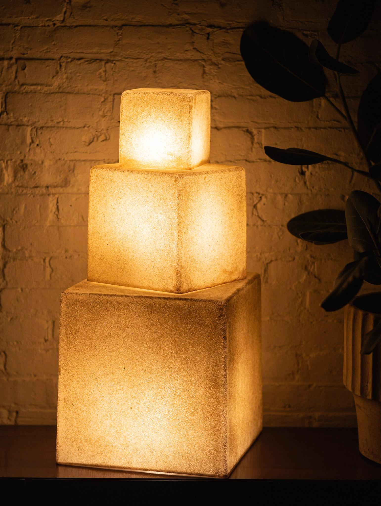 Andre Cazenave Cube Form Rock Lamps, a Set of 3 5