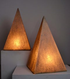 André Cazenave for Atelier A, Pair of Sculptural Pyramid Lamps, France, 1960s