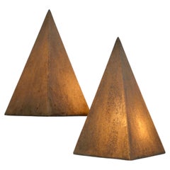 André Cazenave for Atelier A, Pair of Sculptural Pyramid Lamps, France, 1960s