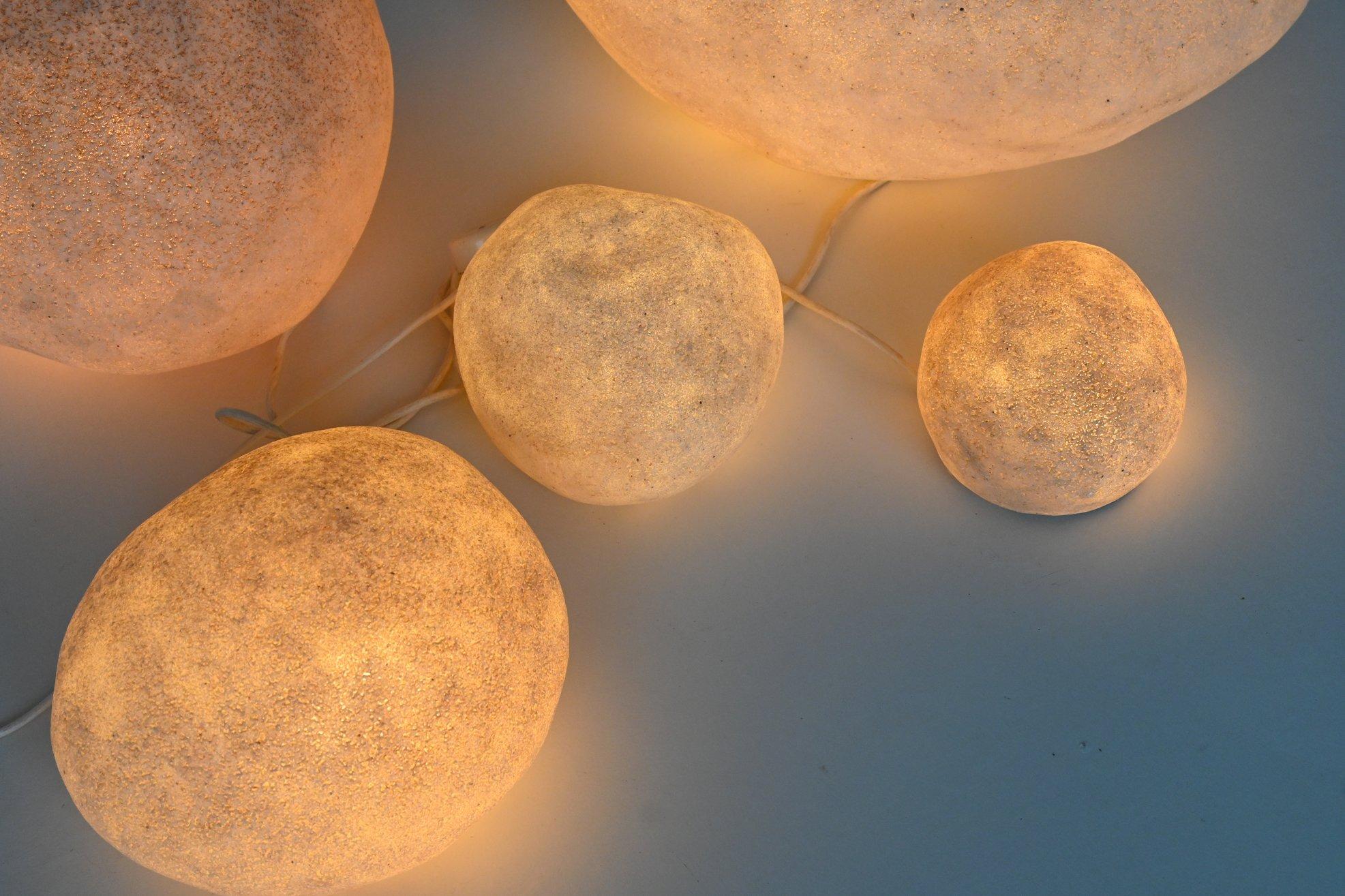 André Cazenave set of five “Dora” Moon Rock lamps Atelier A France 1969 3