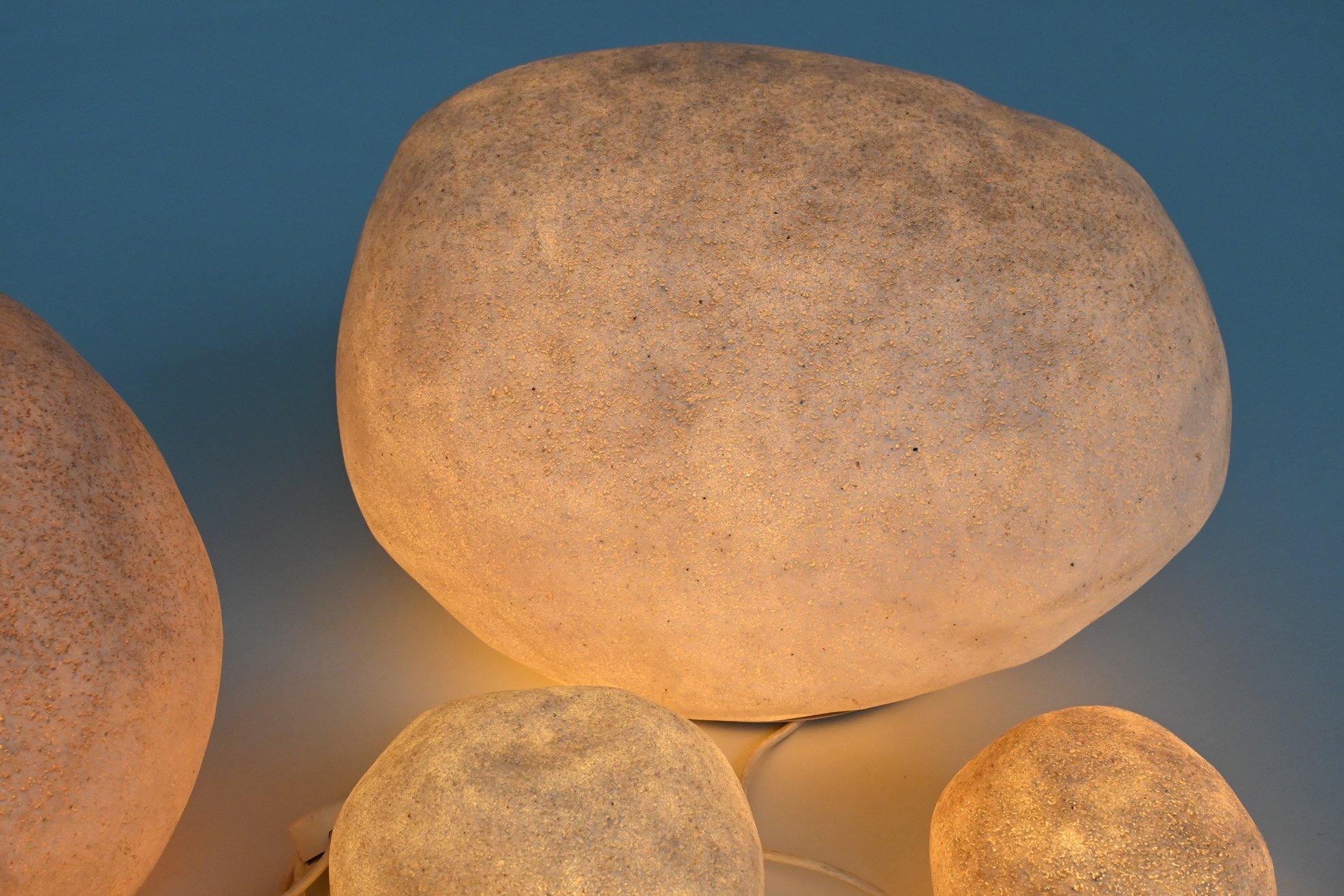 André Cazenave set of five “Dora” Moon Rock lamps Atelier A France 1969 4