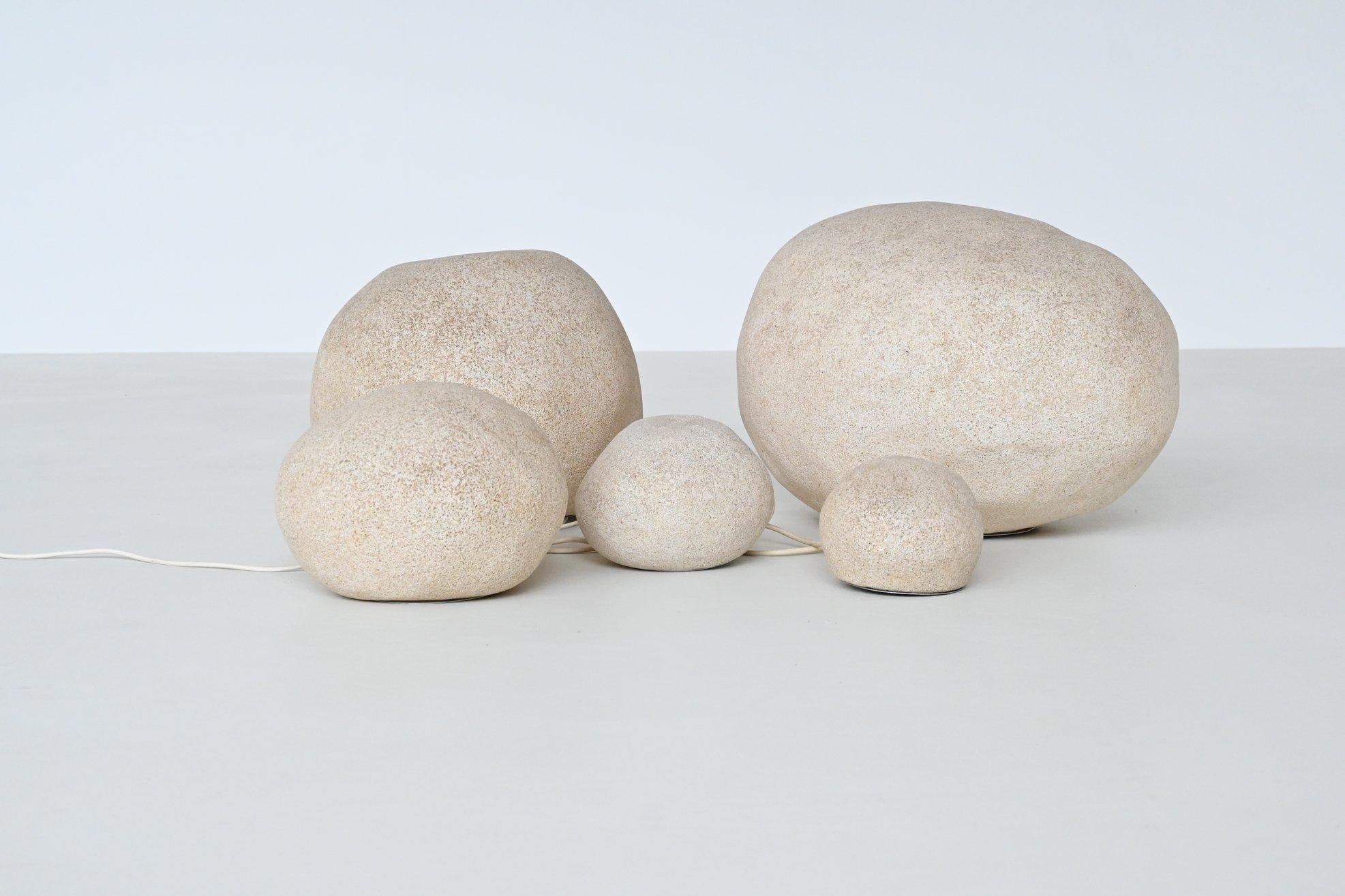 André Cazenave set of five “Dora” Moon Rock lamps Atelier A France 1969 6