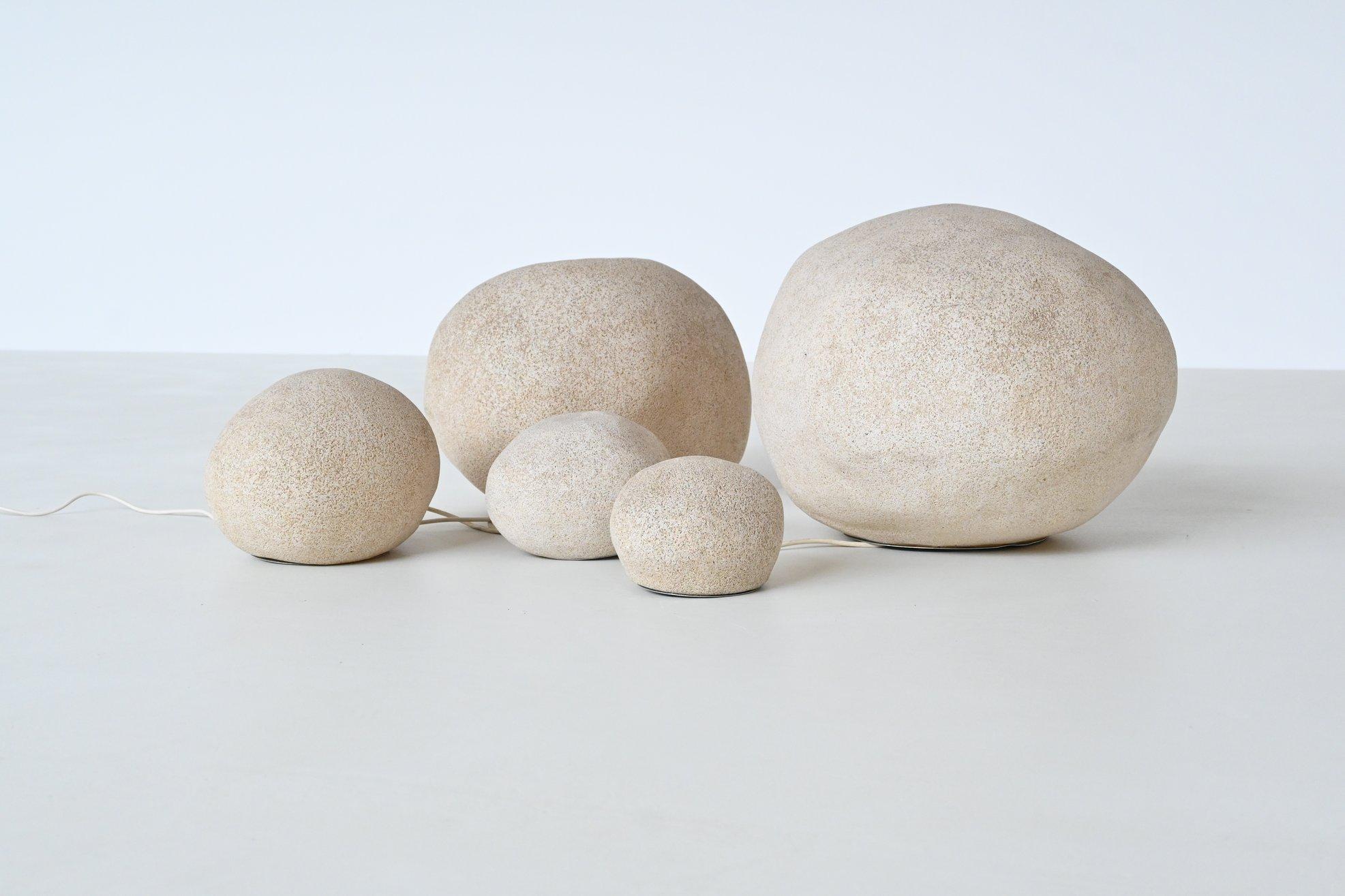 André Cazenave set of five “Dora” Moon Rock lamps Atelier A France 1969 7
