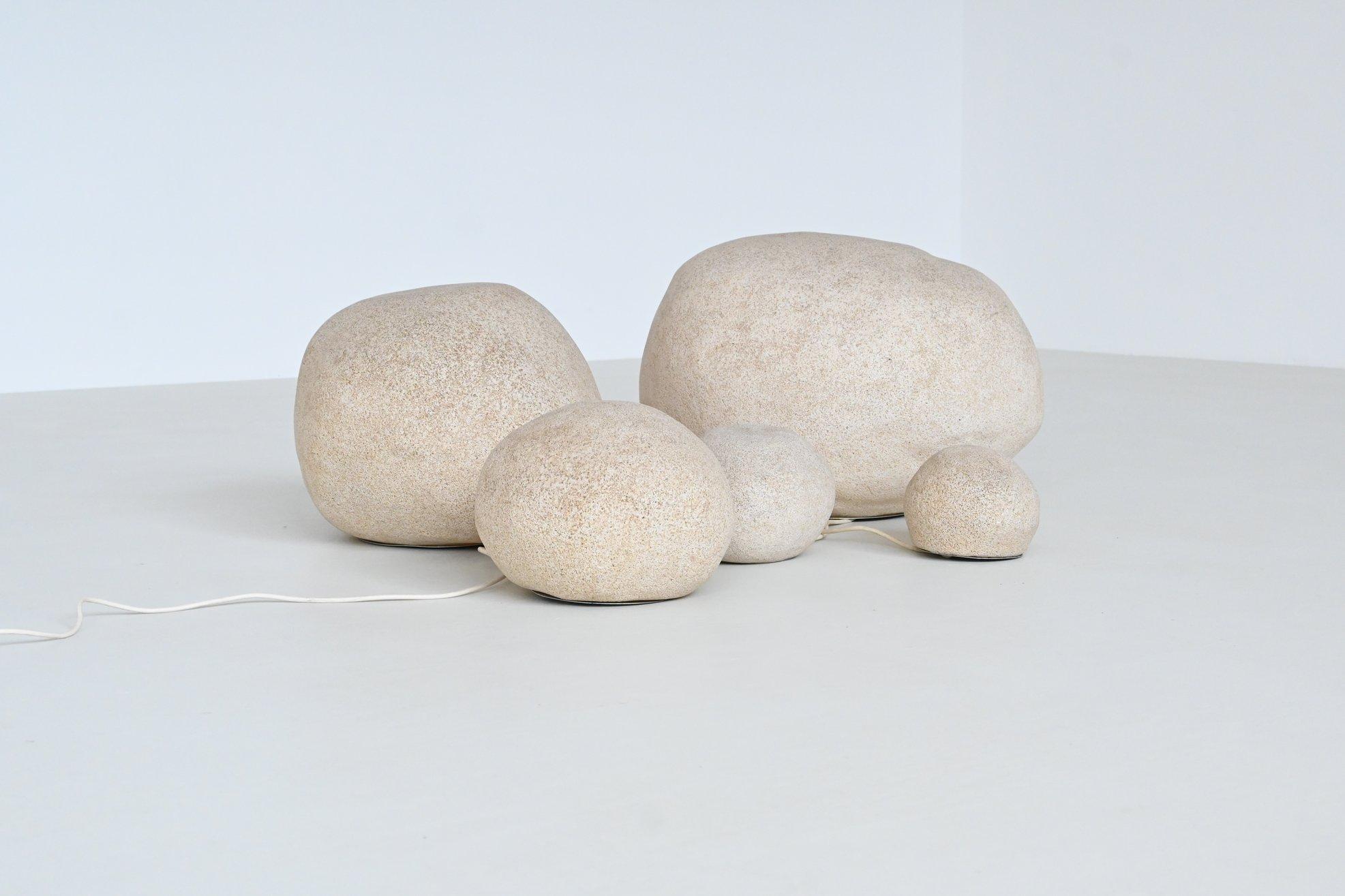 André Cazenave set of five “Dora” Moon Rock lamps Atelier A France 1969 8