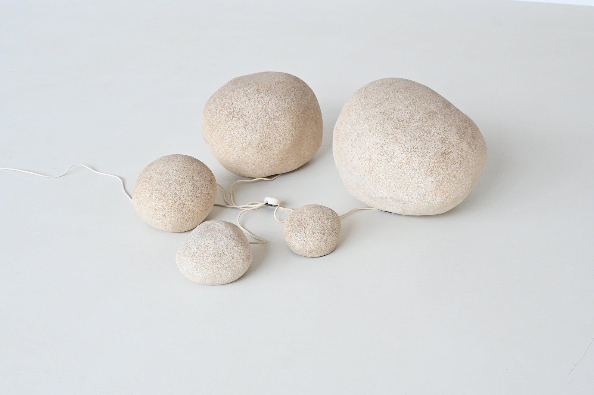 André Cazenave set of five “Dora” Moon Rock lamps Atelier A France 1969 9