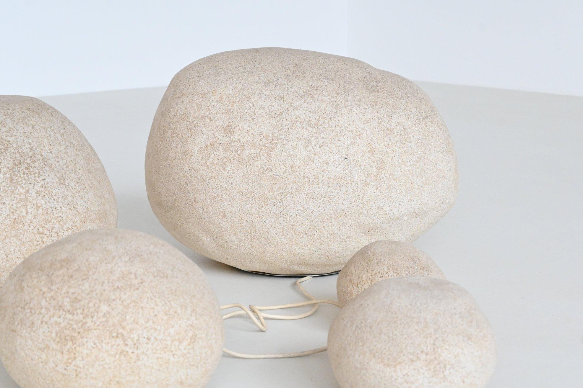 André Cazenave set of five “Dora” Moon Rock lamps Atelier A France 1969 10