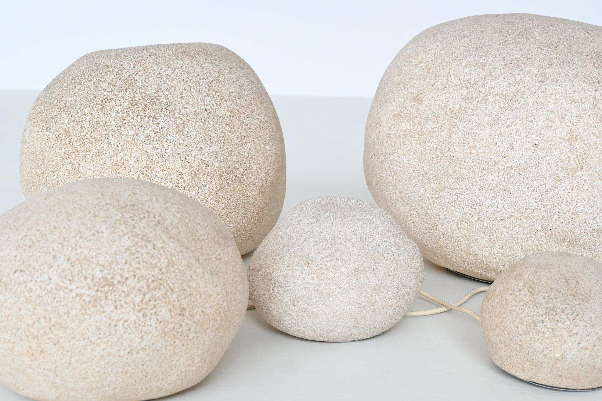 André Cazenave set of five “Dora” Moon Rock lamps Atelier A France 1969 11