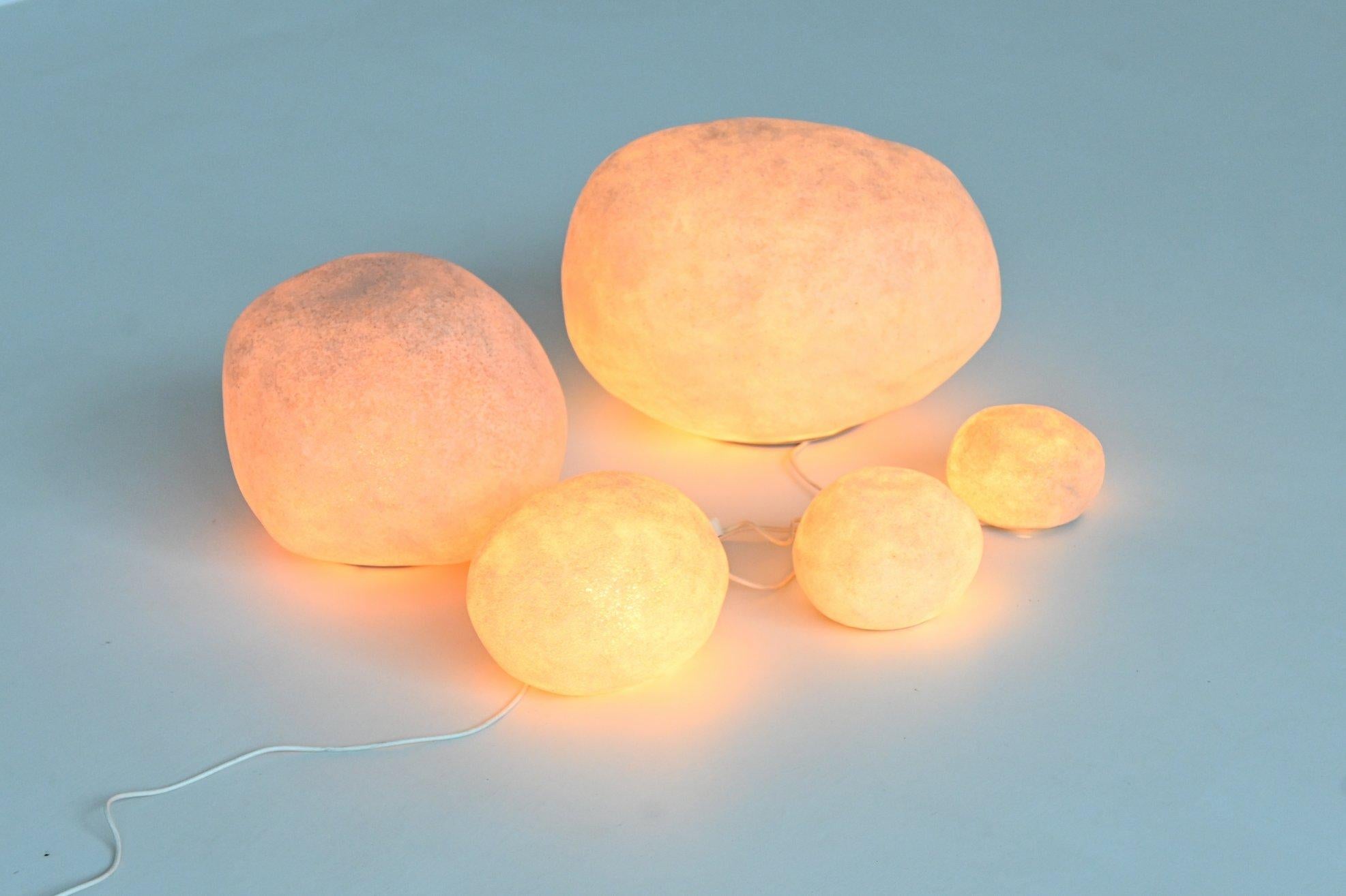 French André Cazenave set of five “Dora” Moon Rock lamps Atelier A France 1969