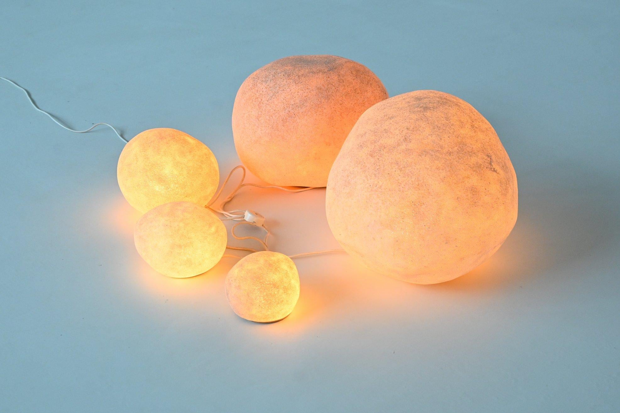 André Cazenave set of five “Dora” Moon Rock lamps Atelier A France 1969 In Good Condition In Etten-Leur, NL