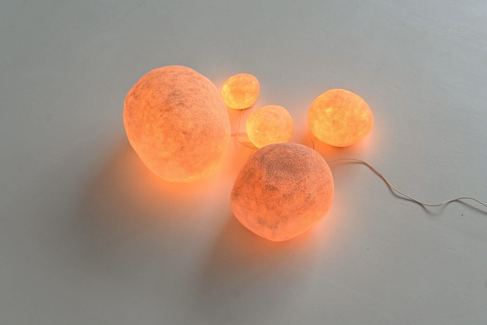 Mid-20th Century André Cazenave set of five “Dora” Moon Rock lamps Atelier A France 1969