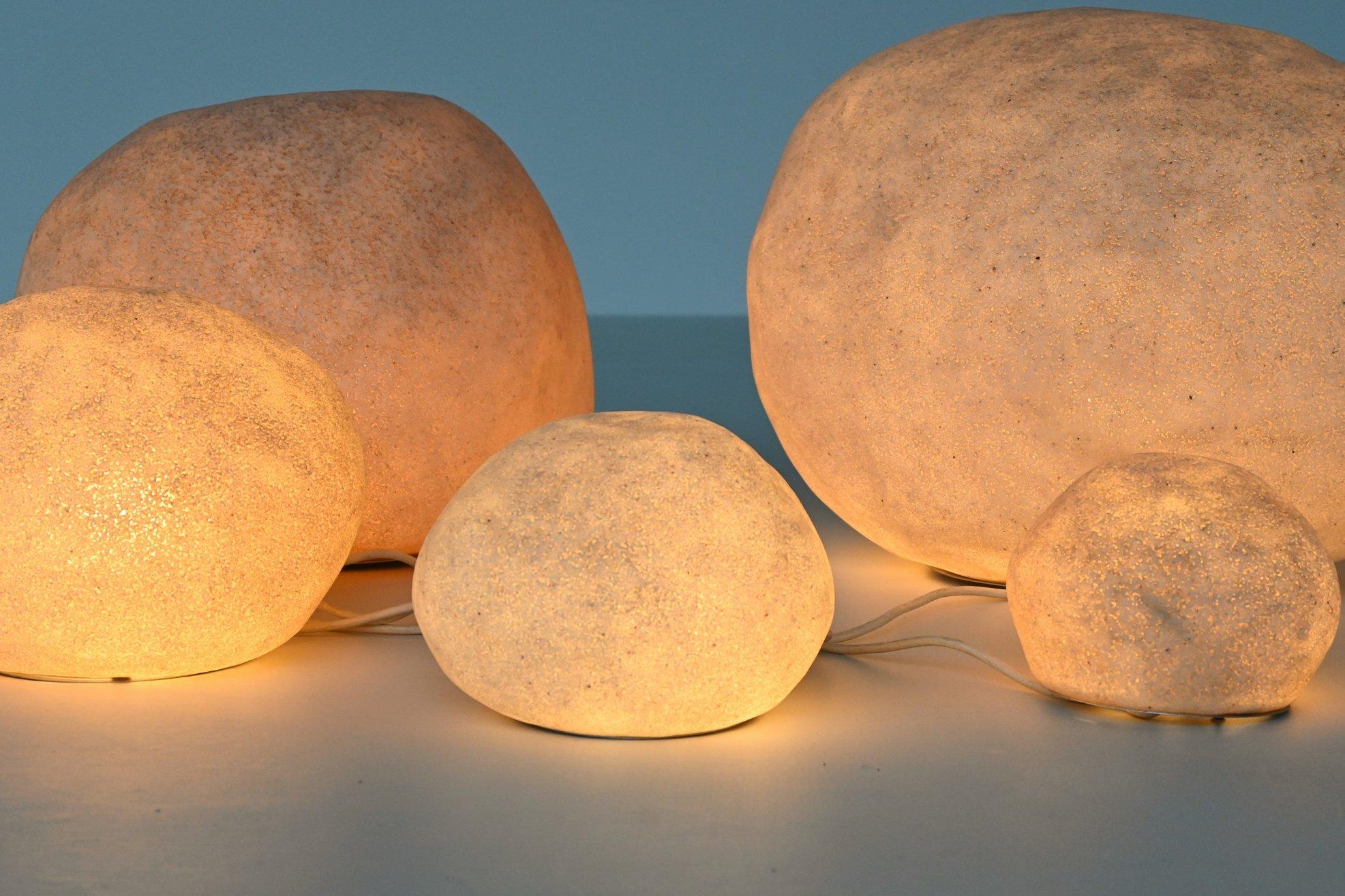 André Cazenave set of five “Dora” Moon Rock lamps Atelier A France 1969 1
