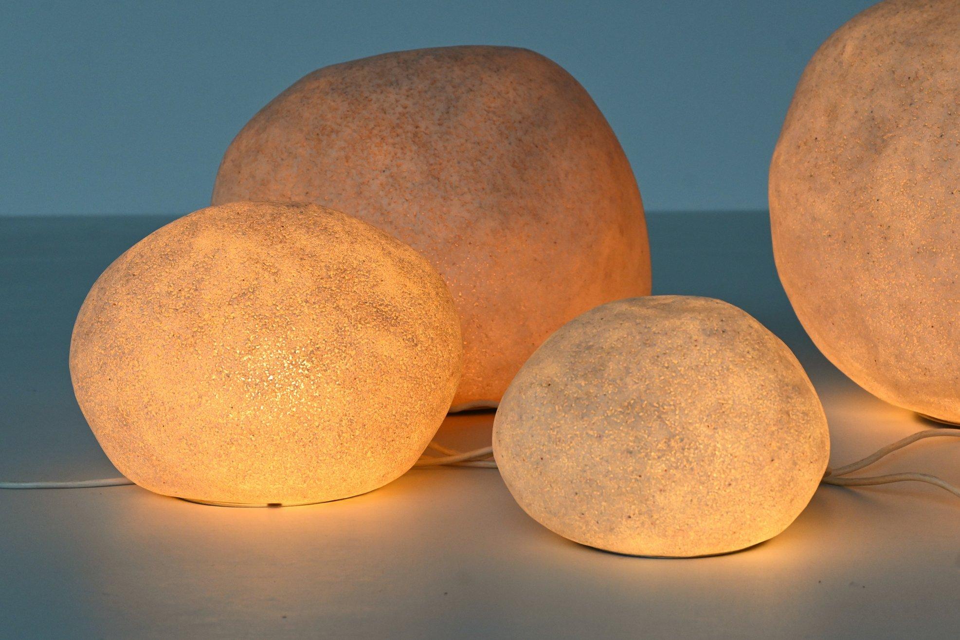 André Cazenave set of five “Dora” Moon Rock lamps Atelier A France 1969 2