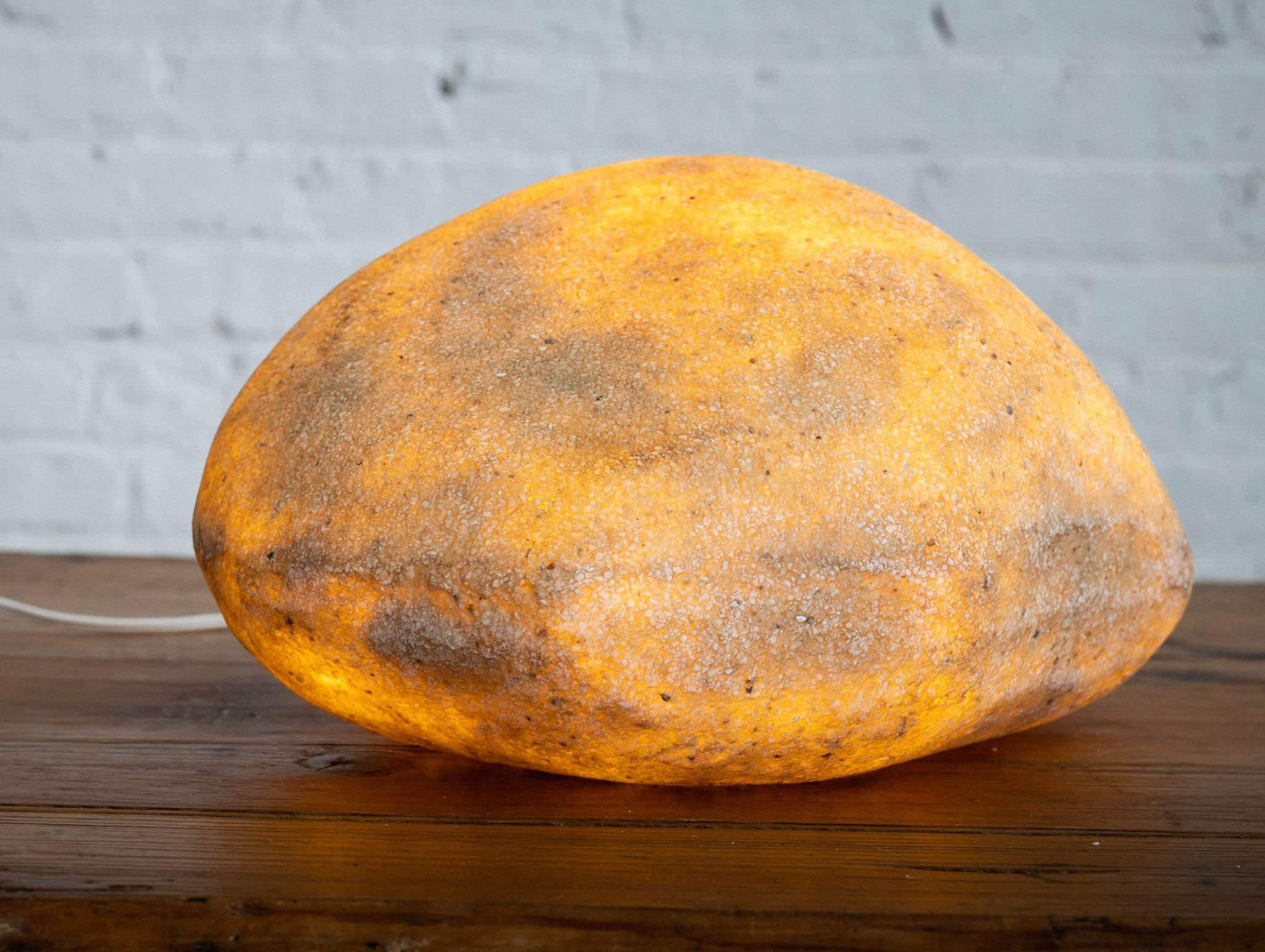 A space age fiberglass rock lamp by Andre Cazenave. Organic 