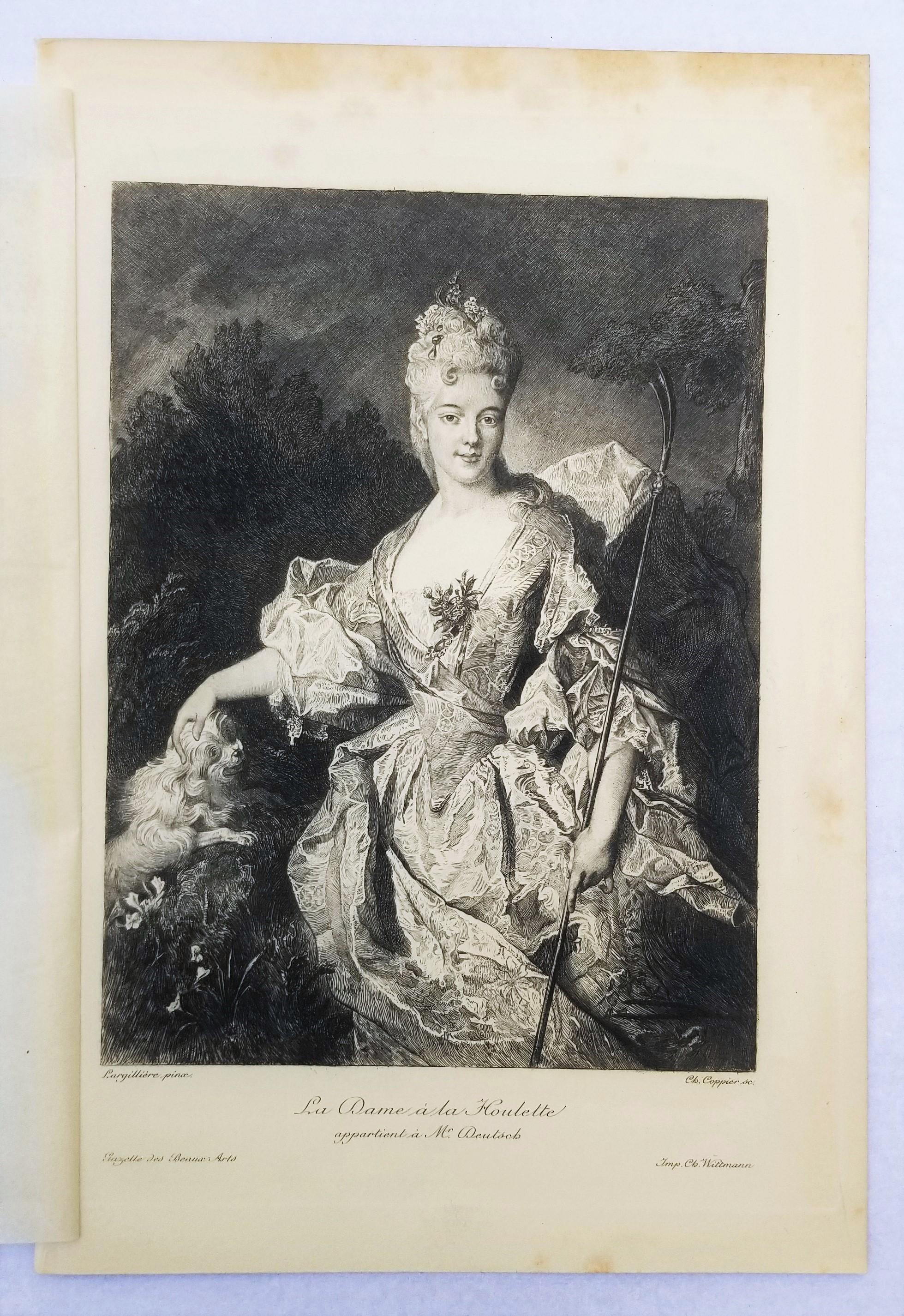 La Dame a la Houlette (The Lady at the Houlette) - Old Masters Print by André-Charles Coppier
