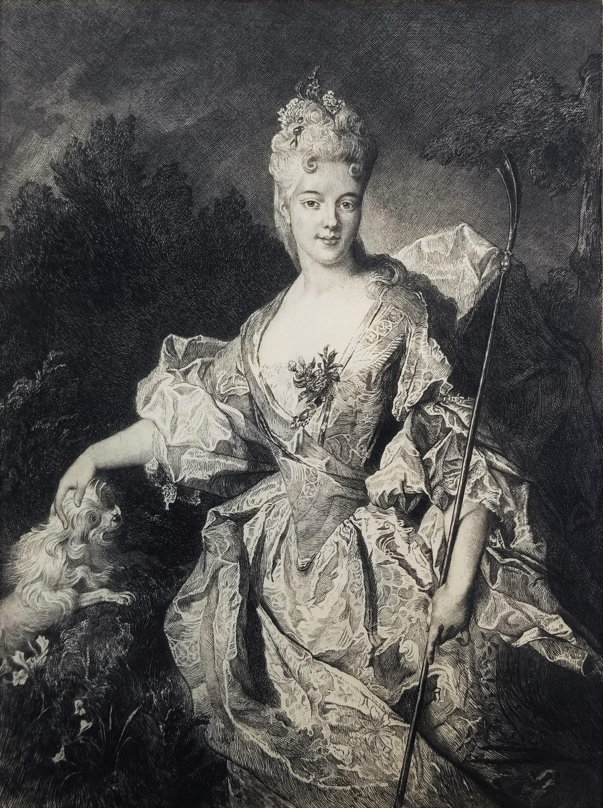 André-Charles Coppier Portrait Print - La Dame a la Houlette (The Lady at the Houlette)