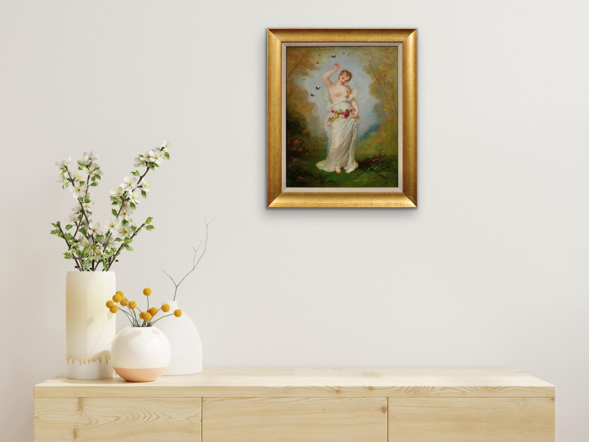 Quadro a olio incorniciato in stile accademico francese del 1860 Temi romantici e mitologici in vendita 8