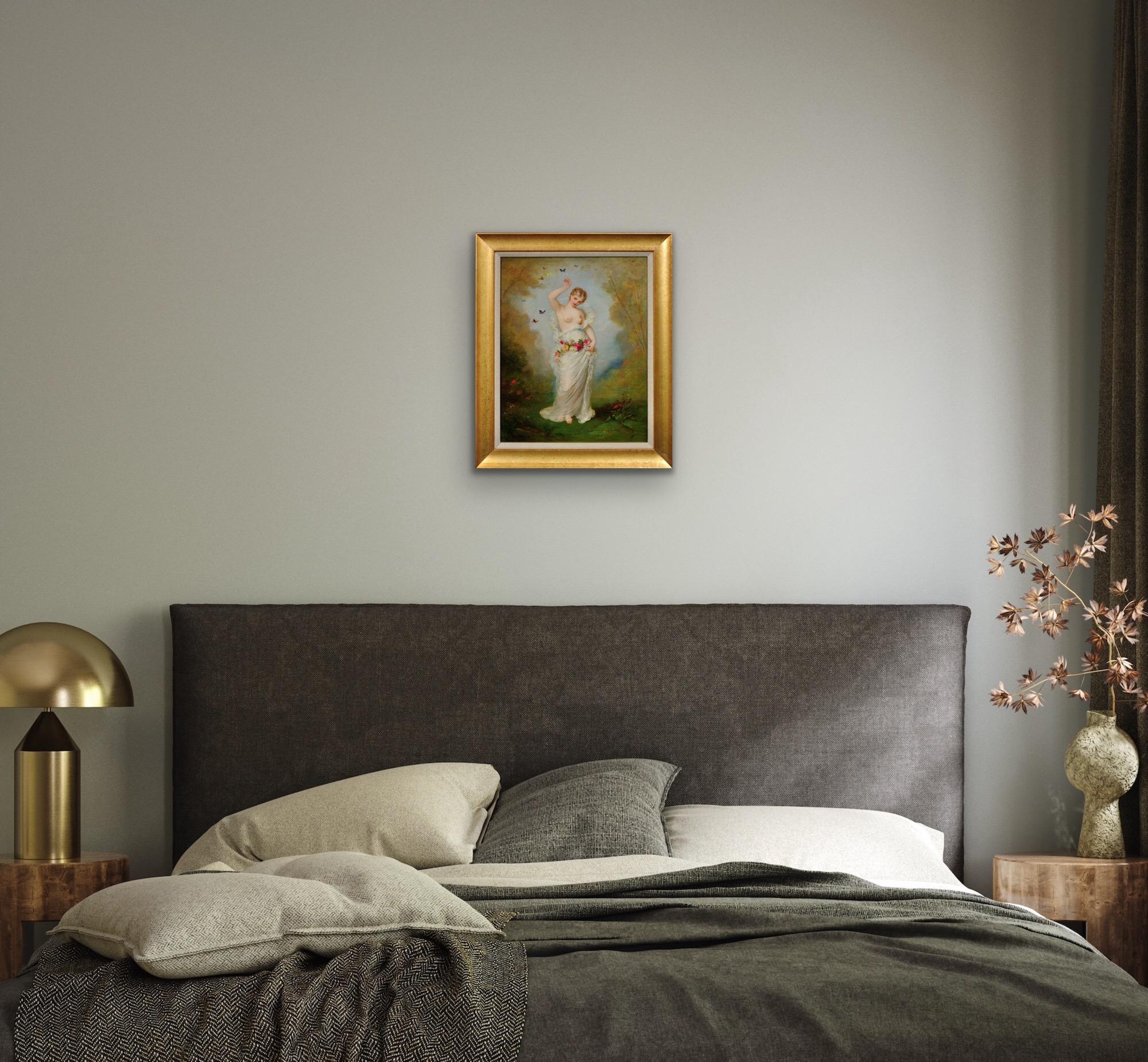Quadro a olio incorniciato in stile accademico francese del 1860 Temi romantici e mitologici in vendita 1