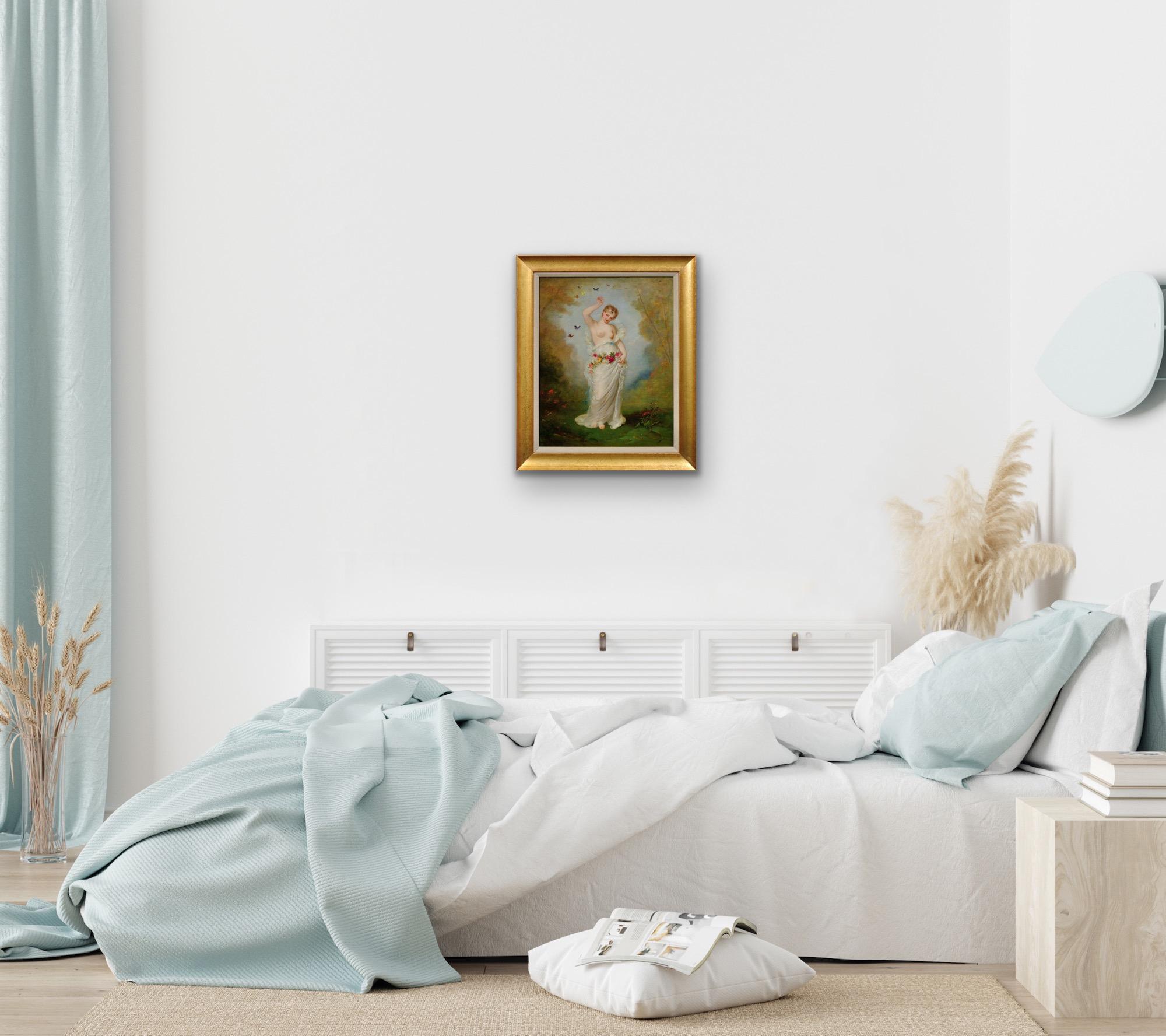 Quadro a olio incorniciato in stile accademico francese del 1860 Temi romantici e mitologici in vendita 2