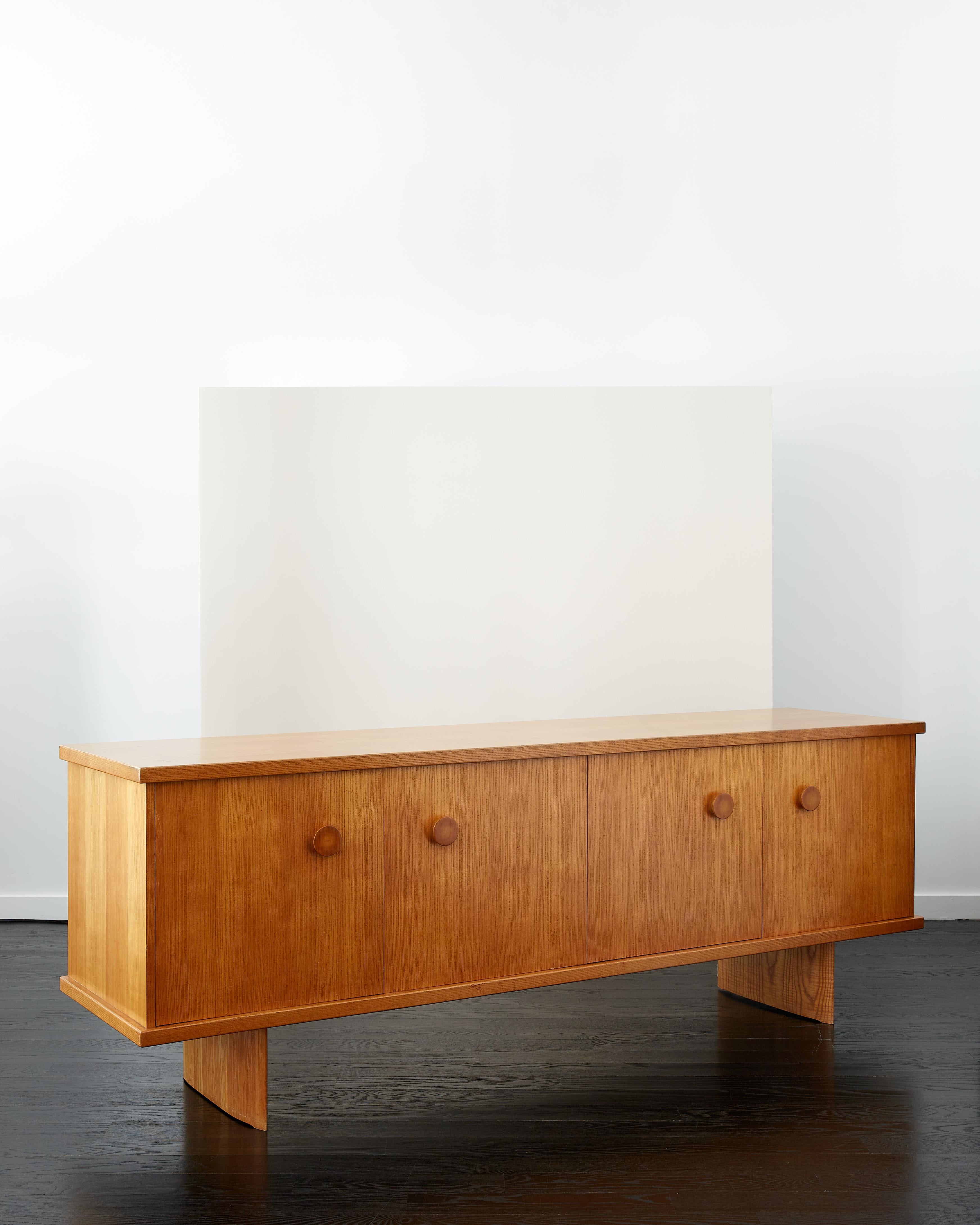 Mid-Century Modern André Chetaille Four-Door Sideboard in Ash c. 1965 For Sale