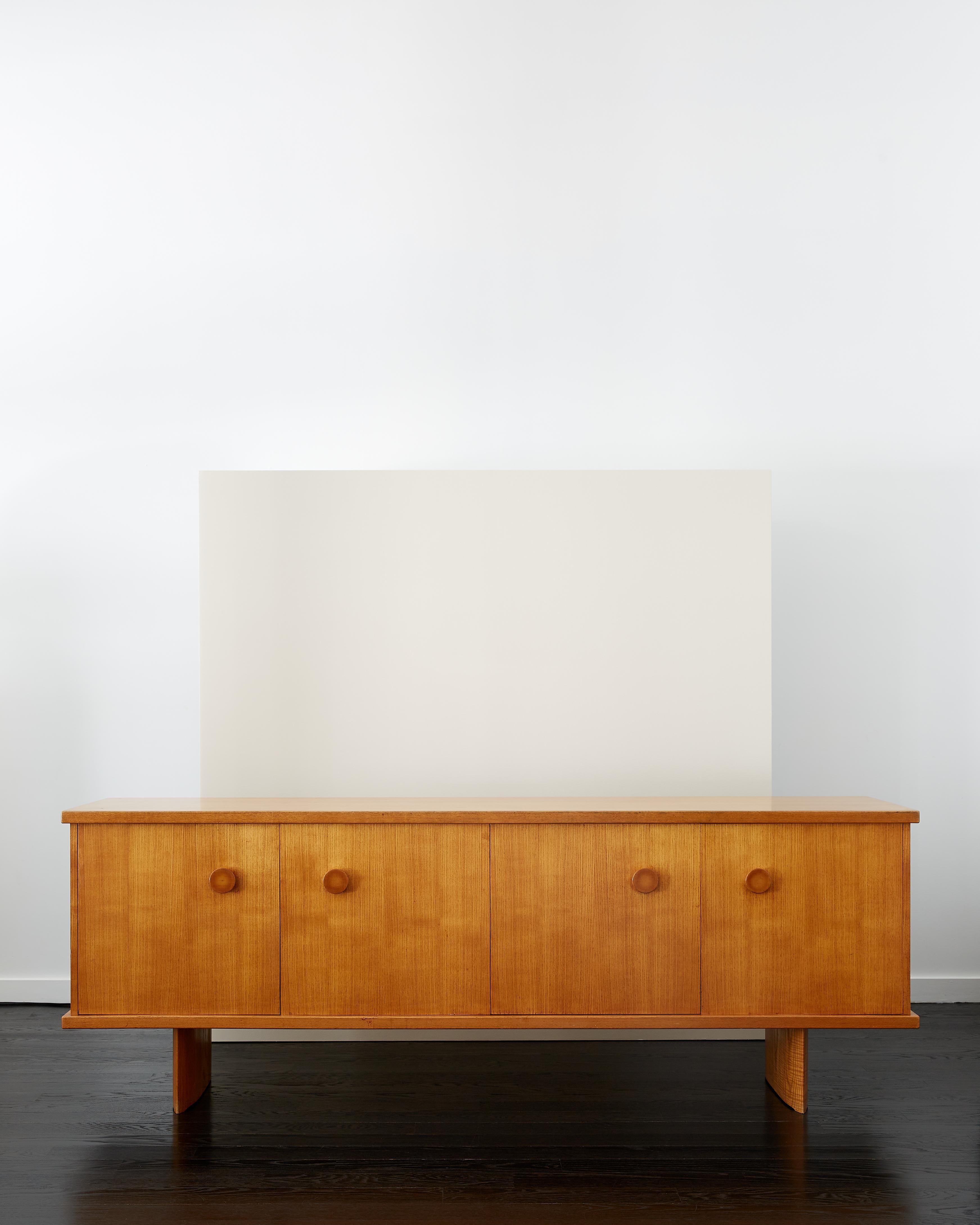 French André Chetaille Four-Door Sideboard in Ash c. 1965 For Sale
