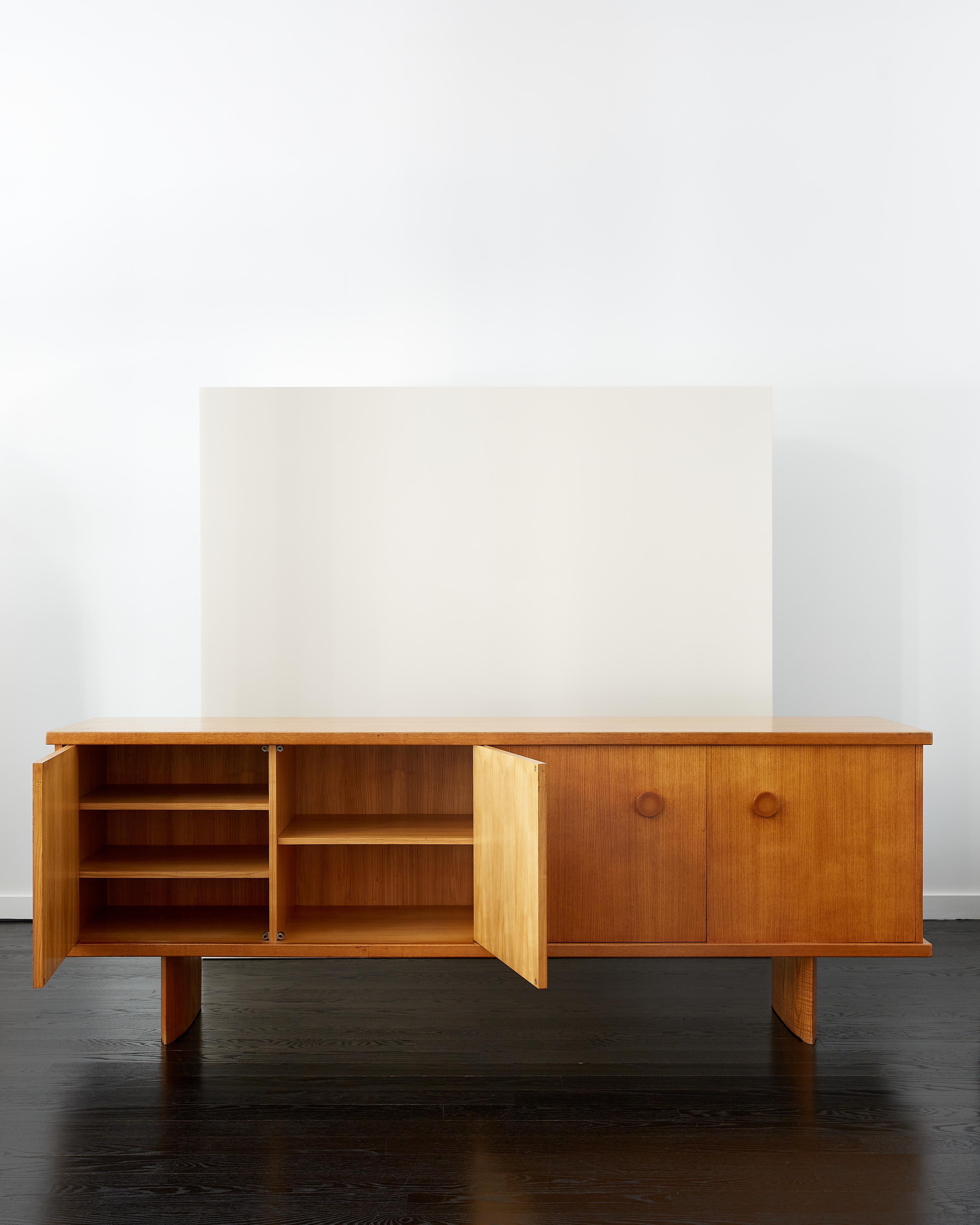 20th Century André Chetaille Four-Door Sideboard in Ash c. 1965 For Sale