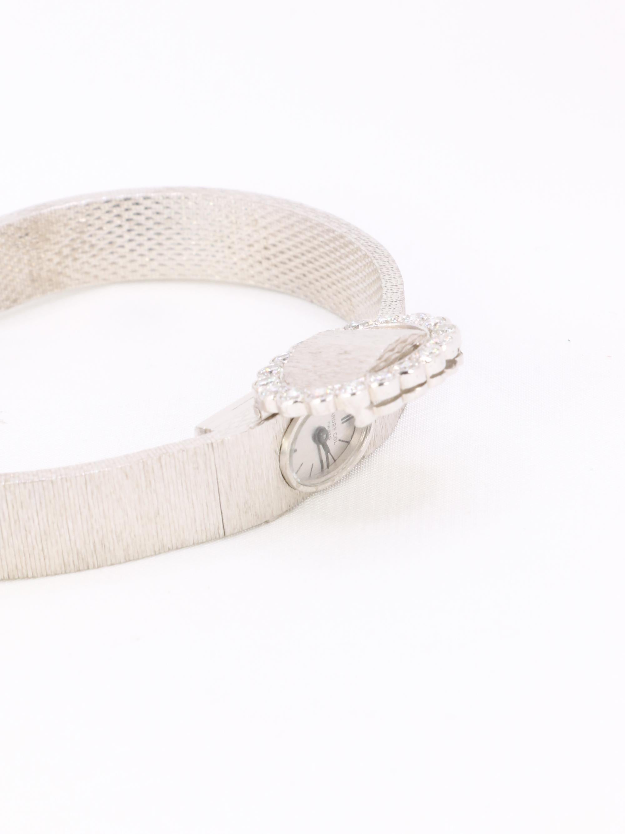 Orologio segreto di Andre COL in oro bianco e diamanti in vendita 5
