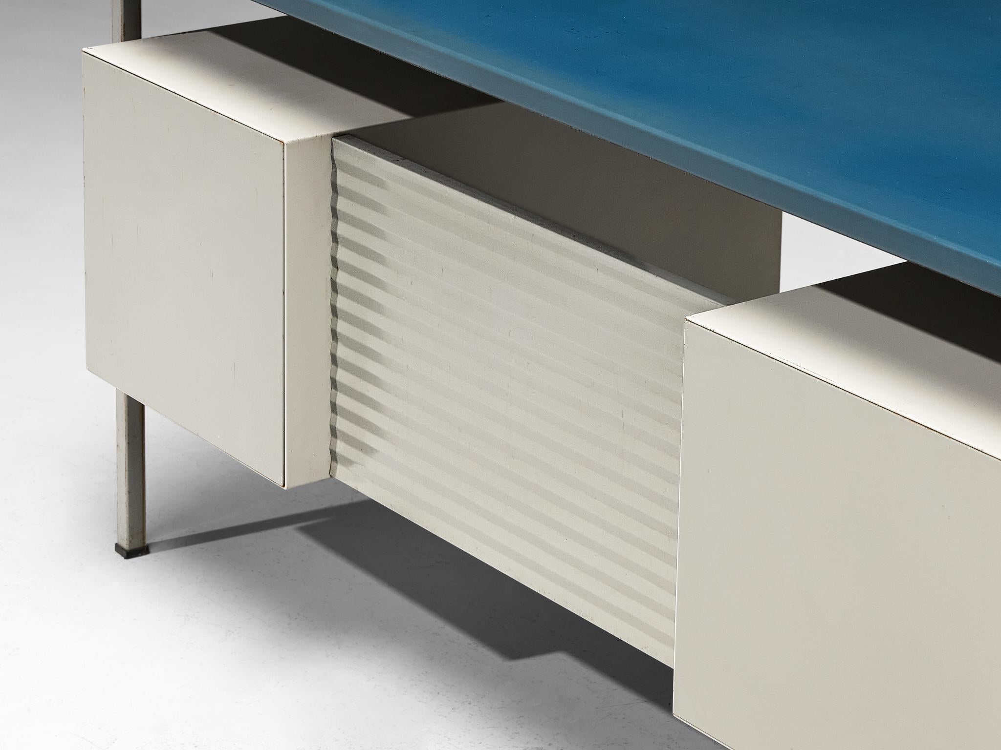 André Cordemeyer for Gispen Desk in Steel with Blue Top 1