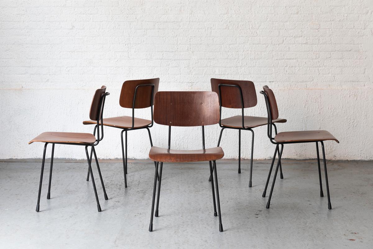 André Cordemeyer for Gispen Set of 5 Dining Chairs Model 1262, 1960s 12