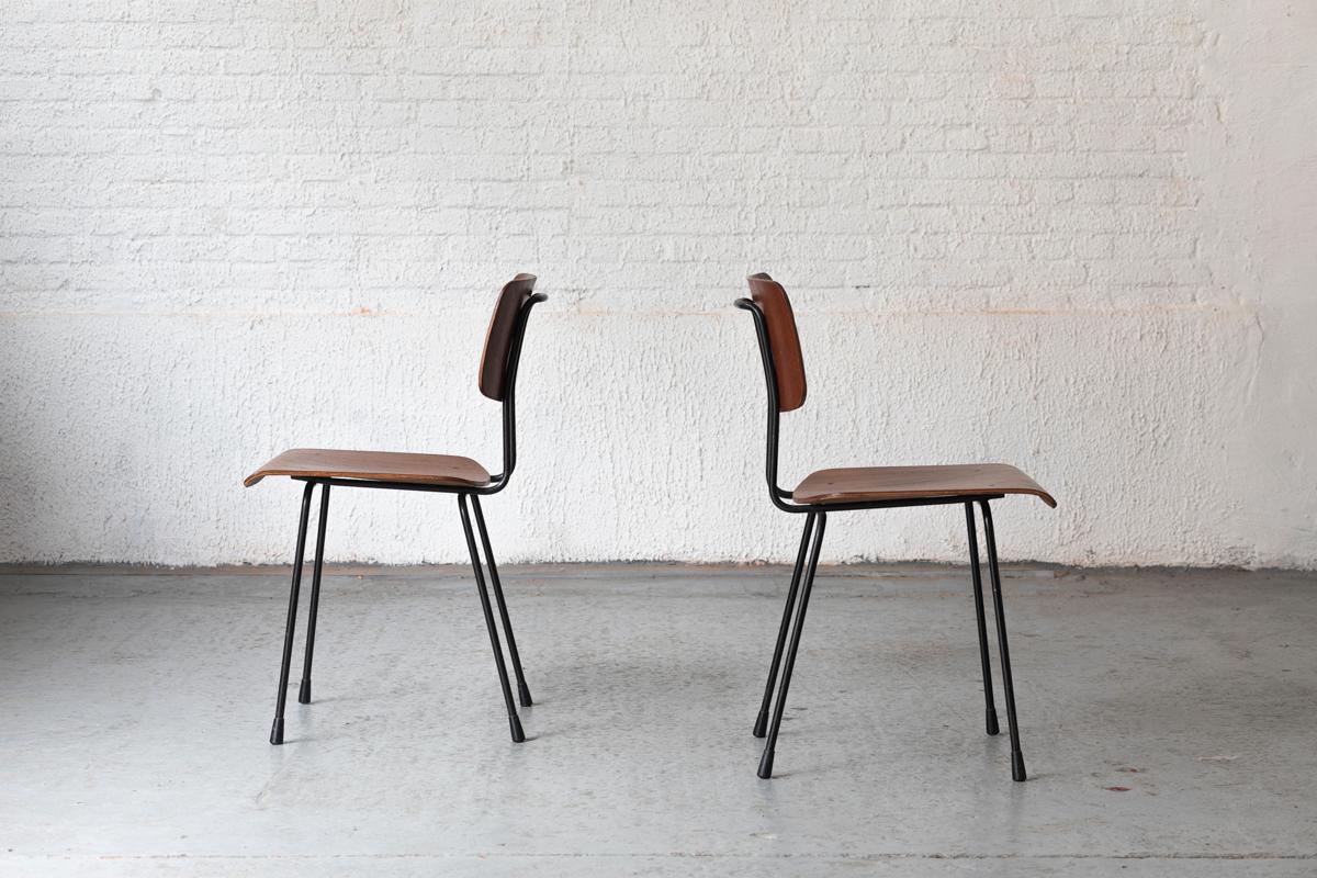 Veneer André Cordemeyer for Gispen Set of 5 Dining Chairs Model 1262, 1960s