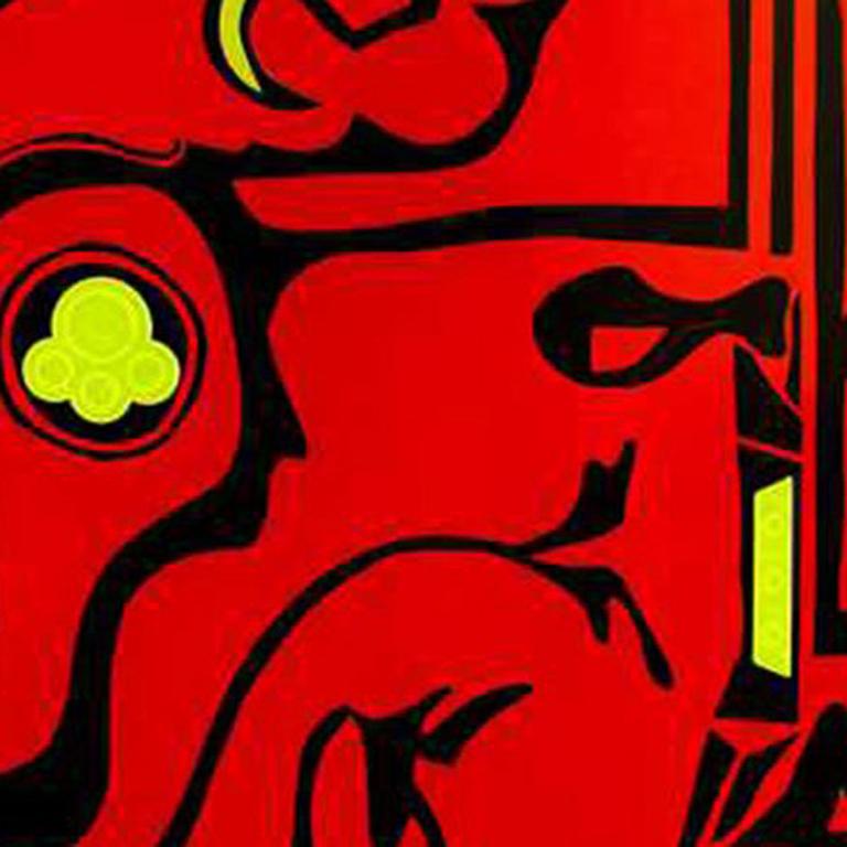 Andre Costa, PR 04, Acrylique abstraite sur vinyle, 19,75 x 19,75, 2012
Couleurs : Rouge, noir, orange, jaune, gris

Andre Costa est un artiste visuel brésilien et l'auteur du projet 
