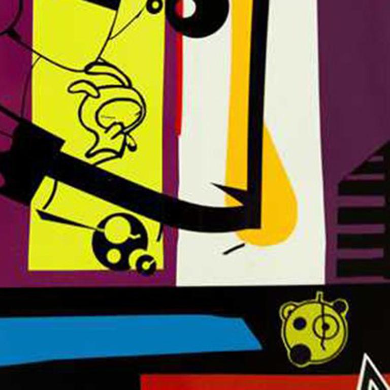 Andre Costa, PR 41, peinture acrylique abstraite sur vinyle, 19,75 x 19,75, 2015
Couleurs : Noir, jaune, blanc, rose, vert, rose, violet, aqua, rouge

Andre Costa est un artiste visuel brésilien et l'auteur de  dans le cadre du projet 