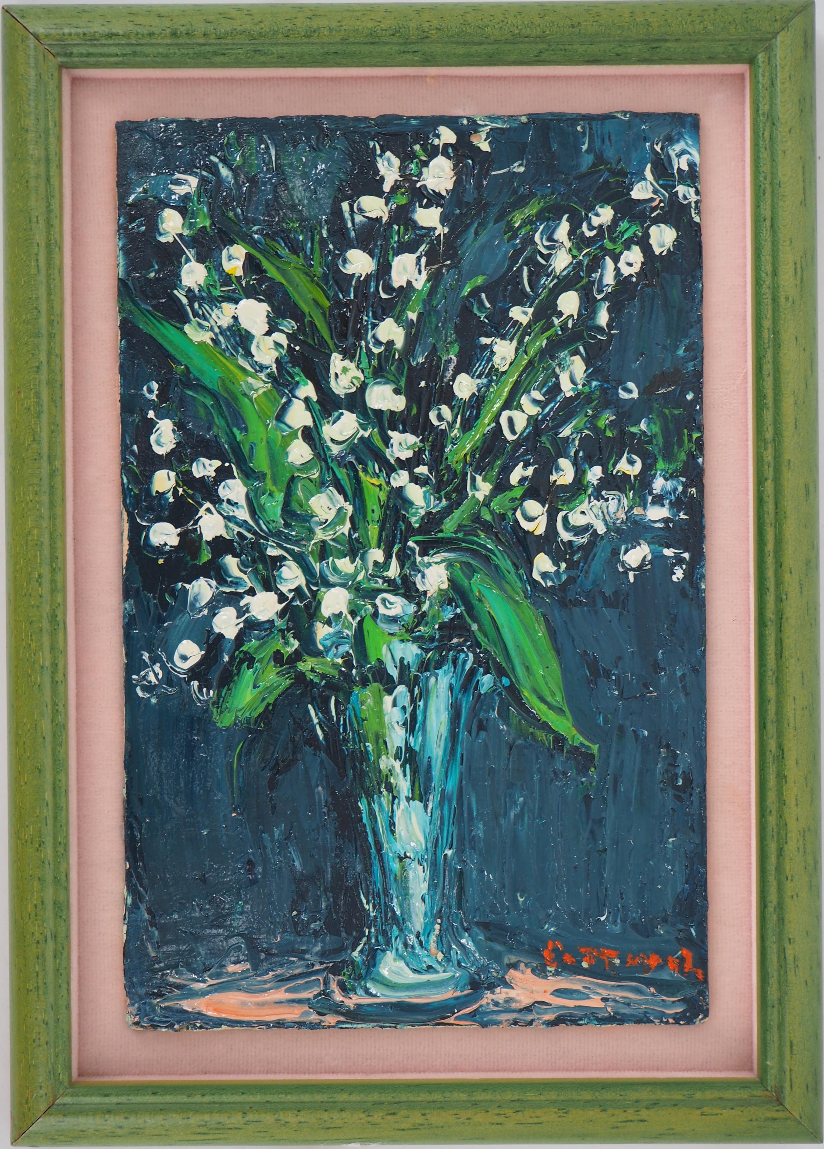 André Cottavoz Still-Life Painting - Lily of the valley - Original oil painting, Signed