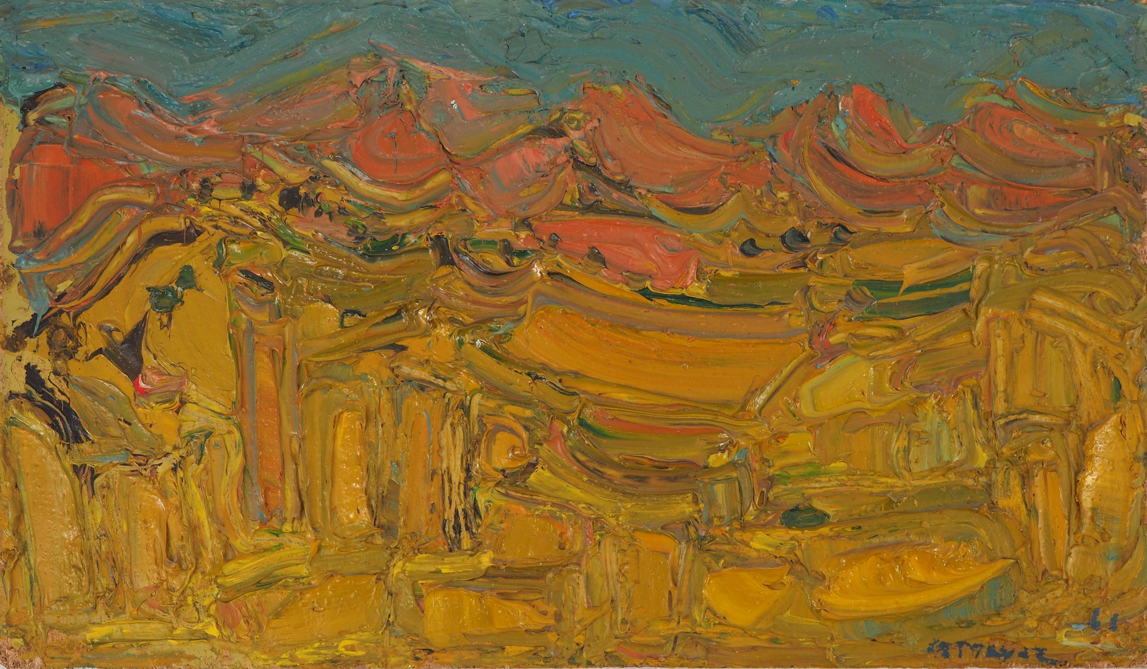 Rise of the Sun in Provence - Peinture à l'huile originale, signée - Moderne Painting par André Cottavoz