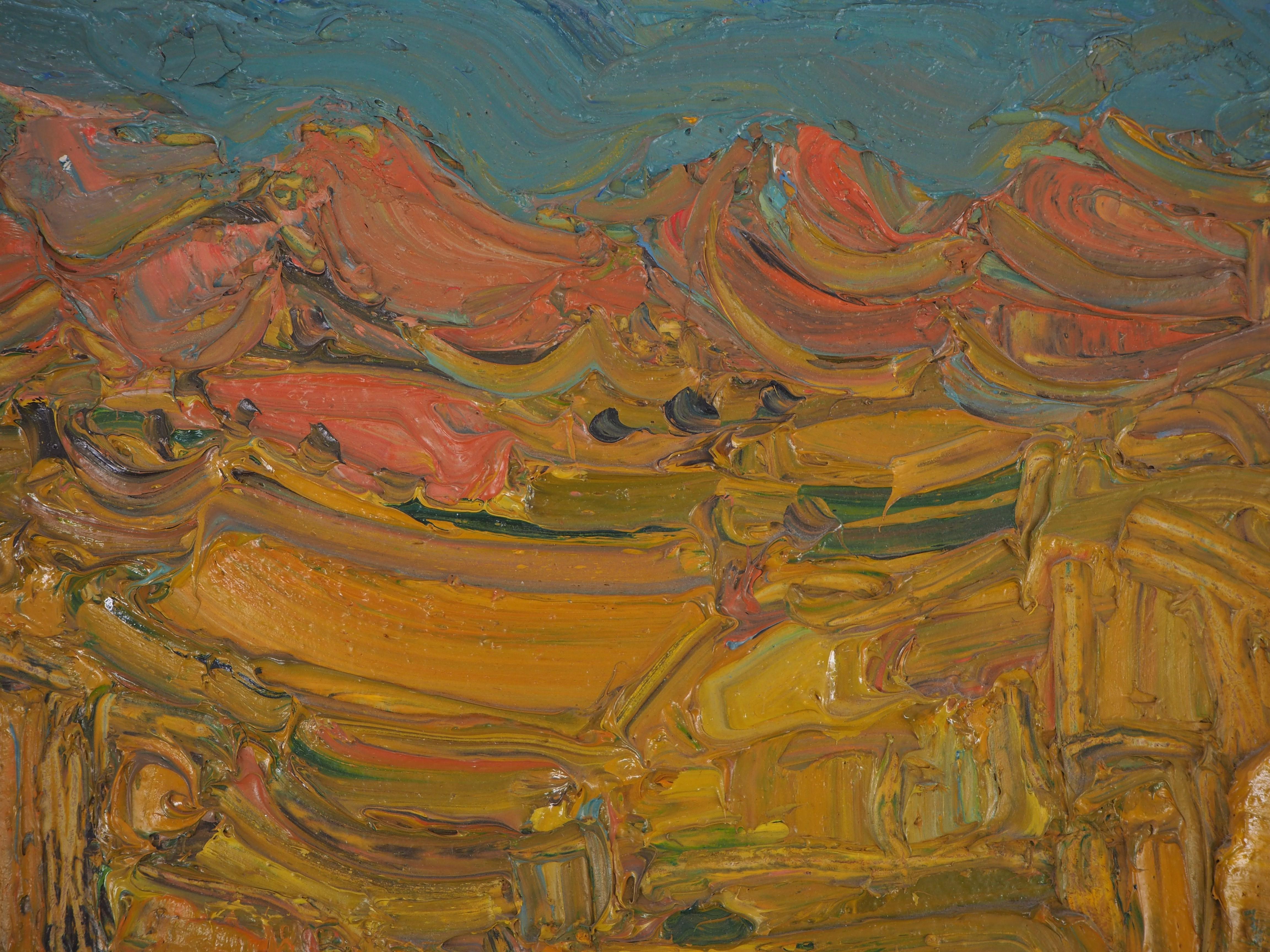 André Cottavoz (1922-2012)
Lever du soleil en Provence

Peinture à l'huile originale
Signé dans le coin droit 
Sur panneau 24 x 41 cm (environ 10 x 16 pouces)

Très bon état, légères utilisations sur le bord du panneau 