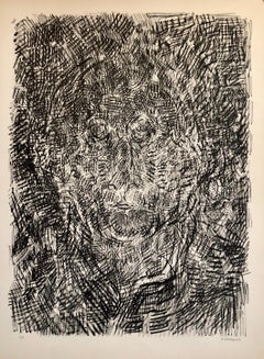 Abstrakte Porträtlithographie der französischen Moderne der Moderne (Nach Jasper Johns)