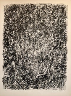 Lithographie abstraite de portraits modernistes français (d'après Jasper Johns)