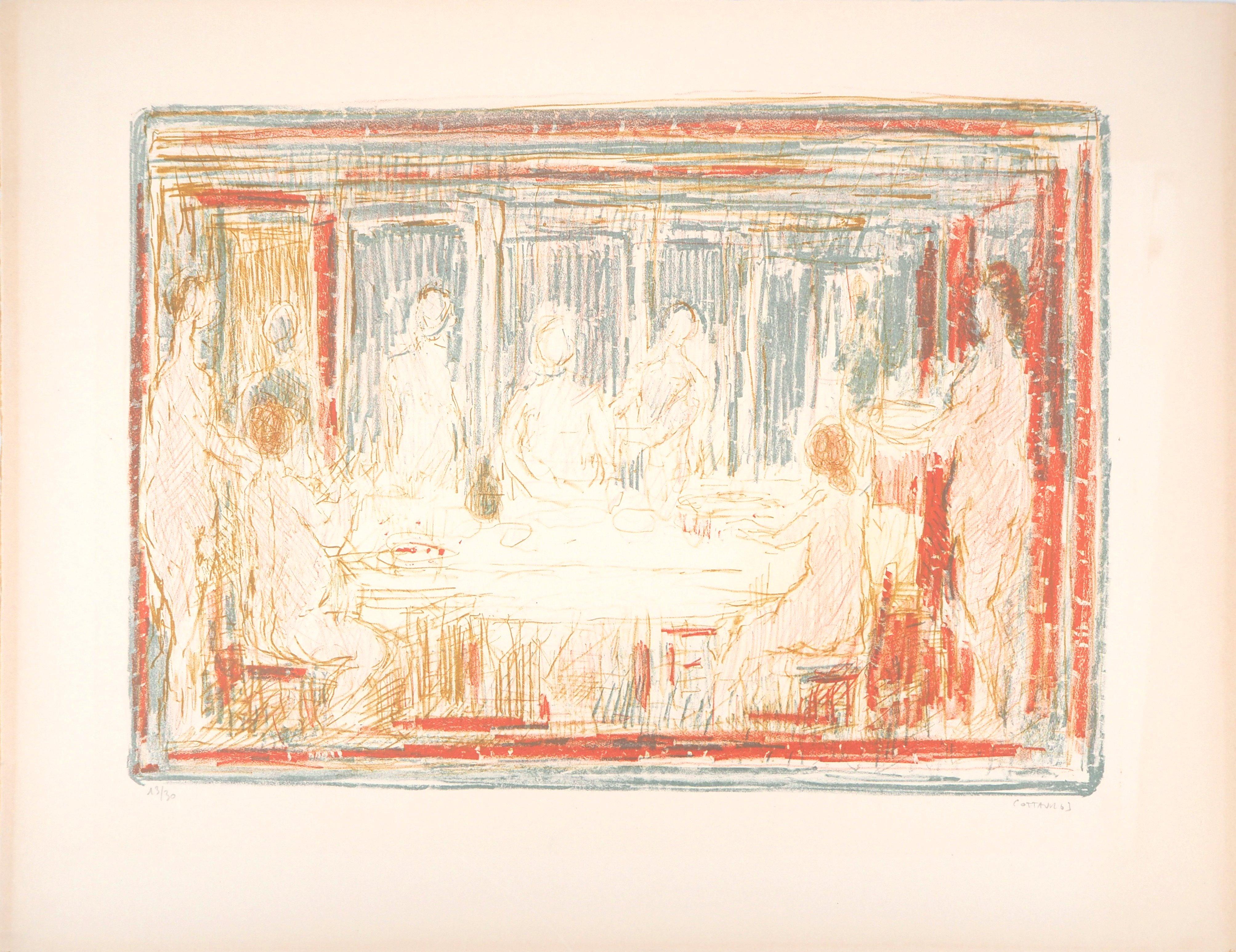André Cottavoz Interior Print - The Supper - Original Lithograph Handsigned Numbered