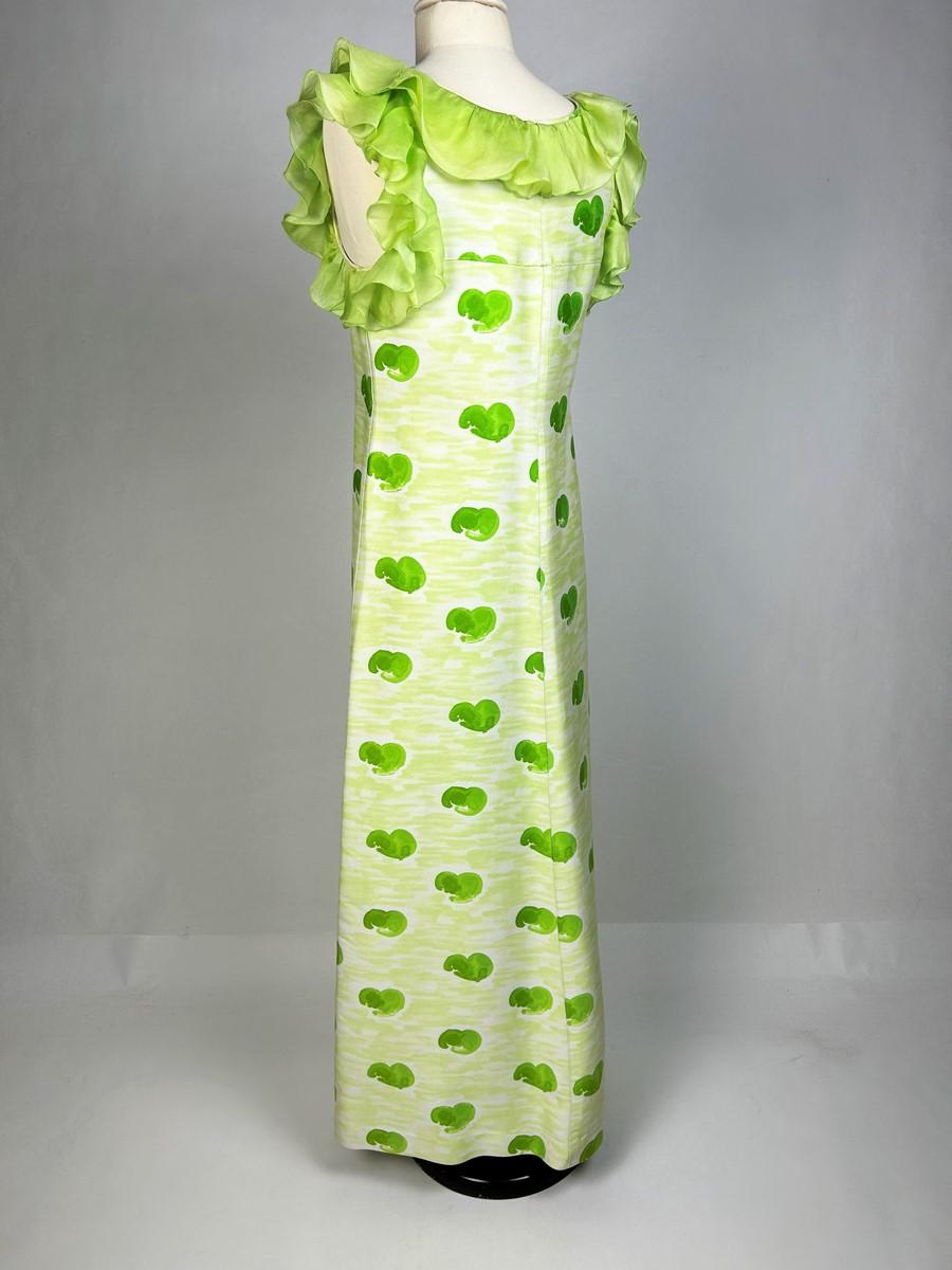 André Courrèges Chasuble dress in green and yellow printed jersey Circa 1970 For Sale 5