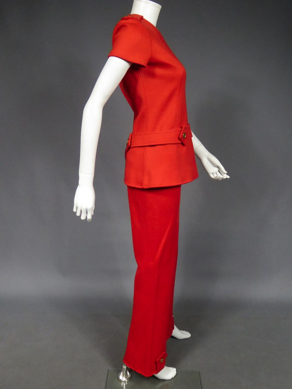 André Courrèges Couture Tunic and Pants Numbered 7852 and 7857 Circa 1972 7