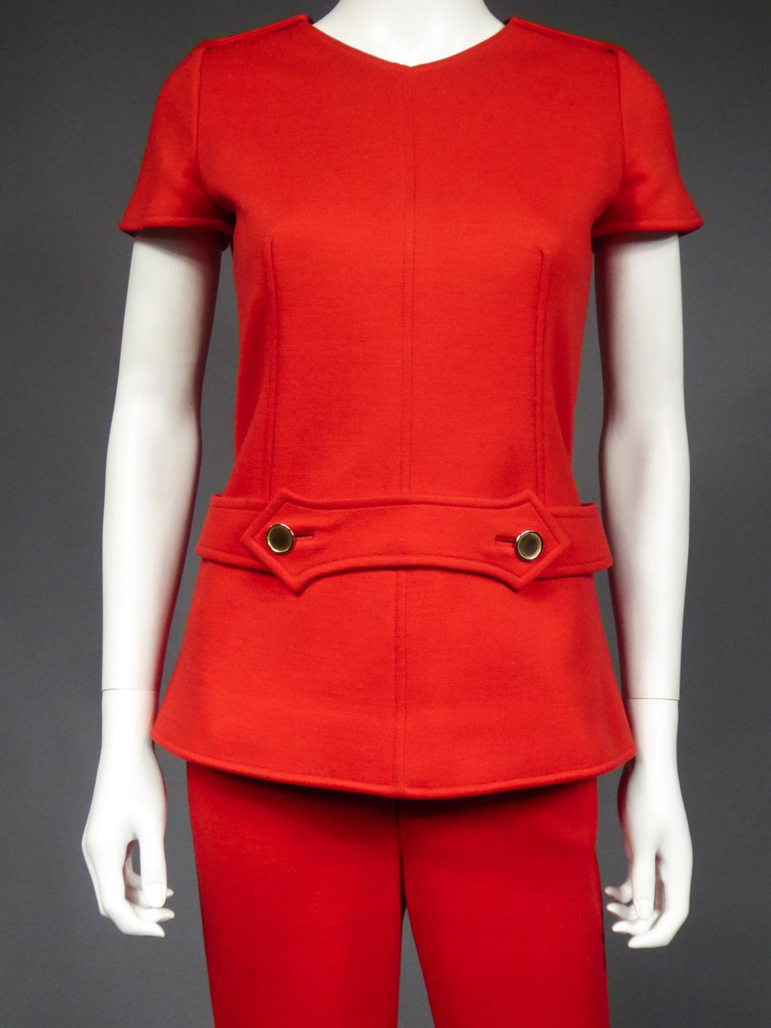 André Courrèges Couture Tunic and Pants Numbered 7852 and 7857 Circa 1972 In Good Condition In Toulon, FR